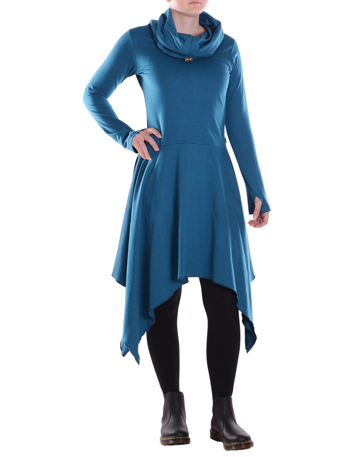 Vishes Zipfelkleid Damen Wadenlanges Kleid Baumwolle günstig online kaufen