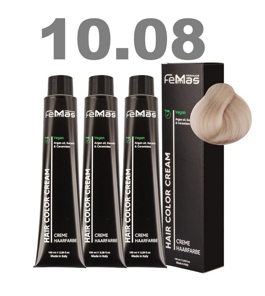 Femmas Premium Haarfarbe FemMas professionelle Haarfarbe mit Arganöl 3 x 100 ml