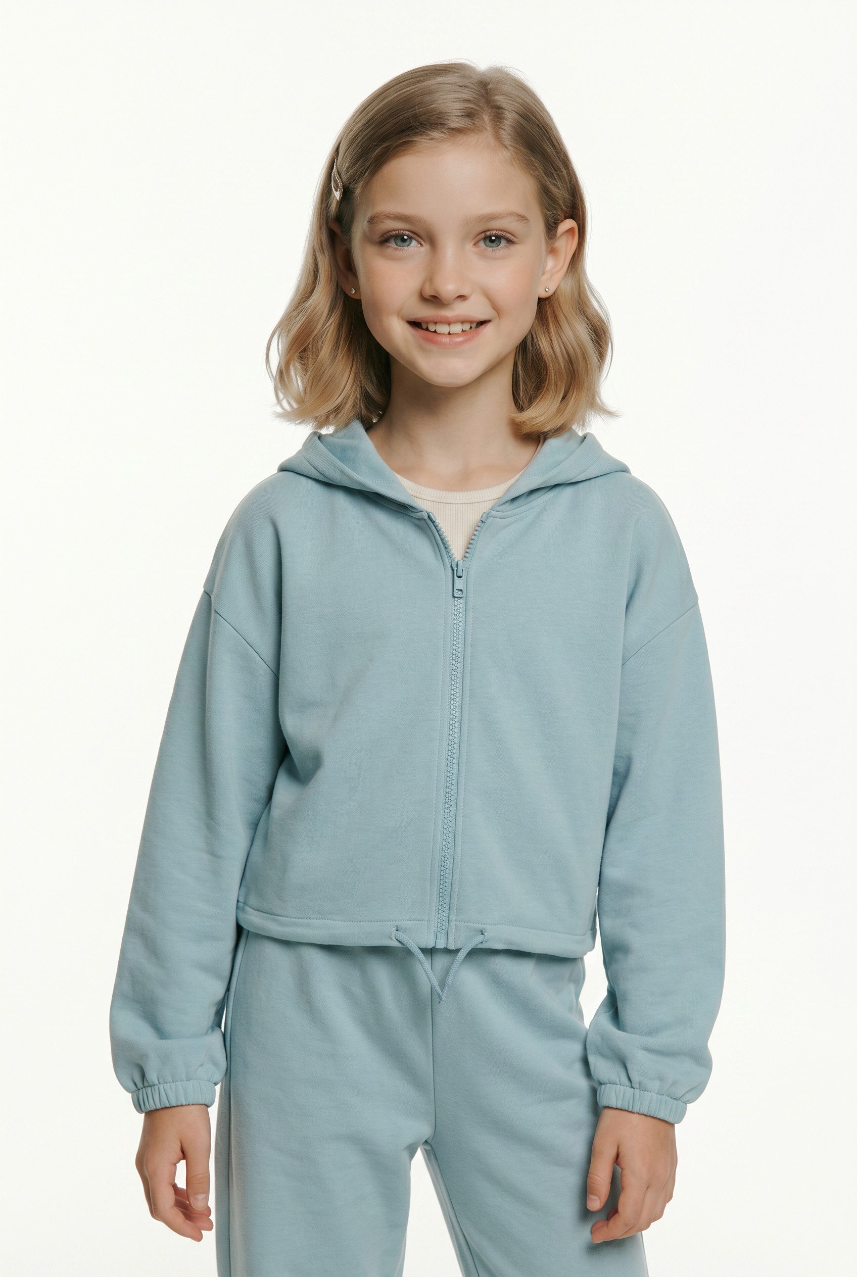 TOM TAILOR Sweatjacke Full Zip mit Kordelzug in kurzer Form