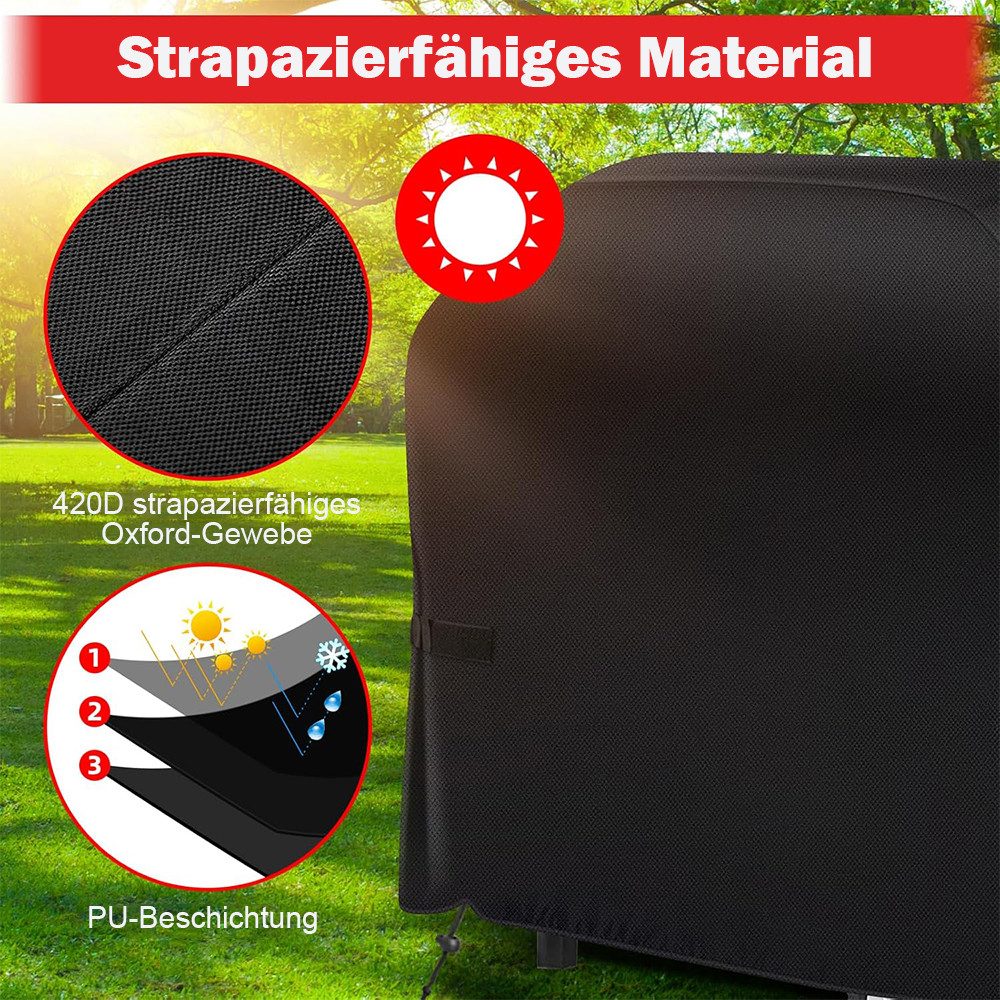 TUWENA Grill-Schutzhülle Grillabdeckung Wetterfest, Gasgrill Abdeckhaube, Reißfest Schutzhülle, Wasserdicht, Winddicht, UV-Beständiges, Reißfest, Lichtecht,Staubdicht
