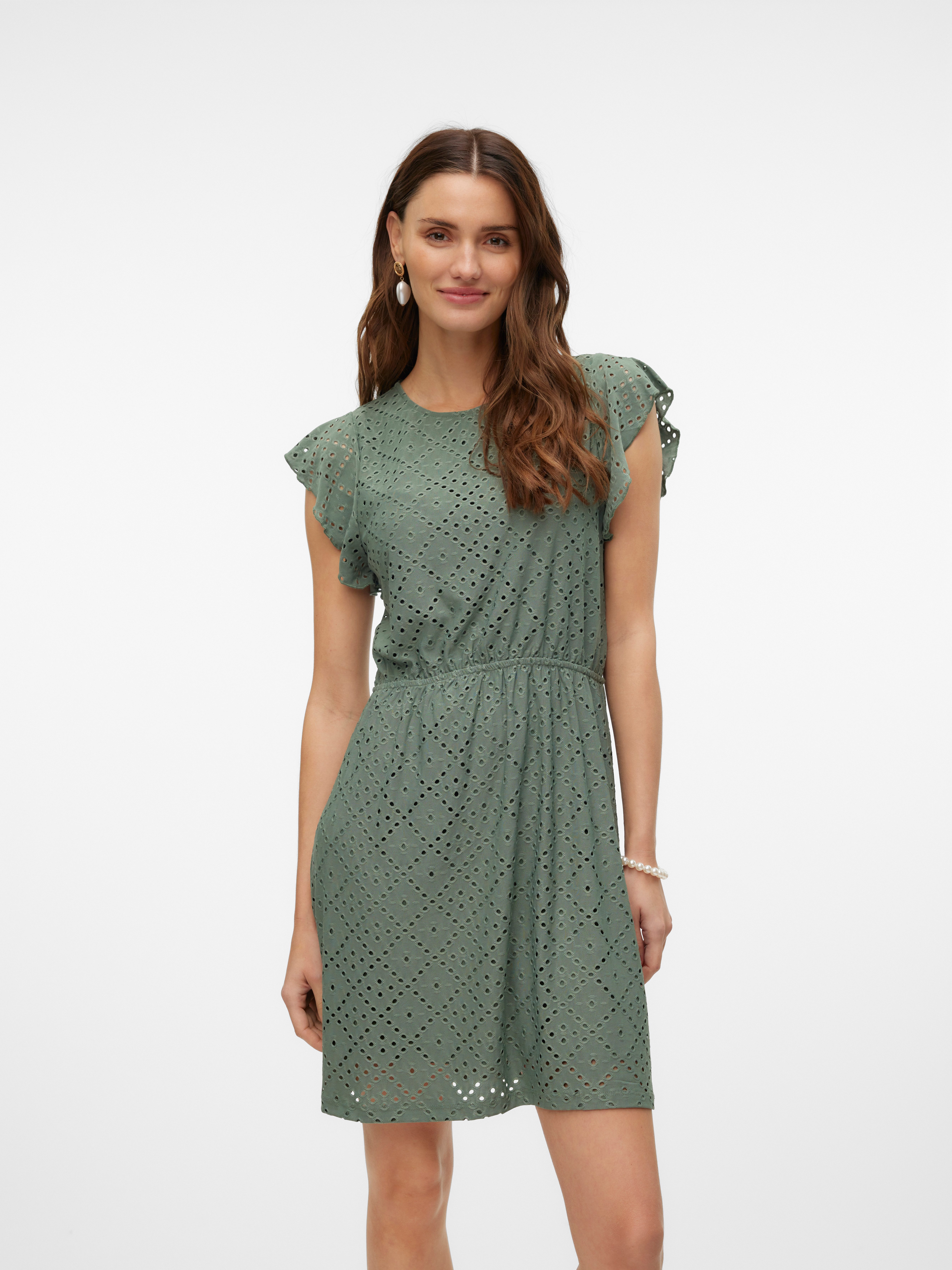 Vero Moda Minikleid VMTASSA SL FRILL SHORT DRESS JRS NOOS Materialmix, regular fit