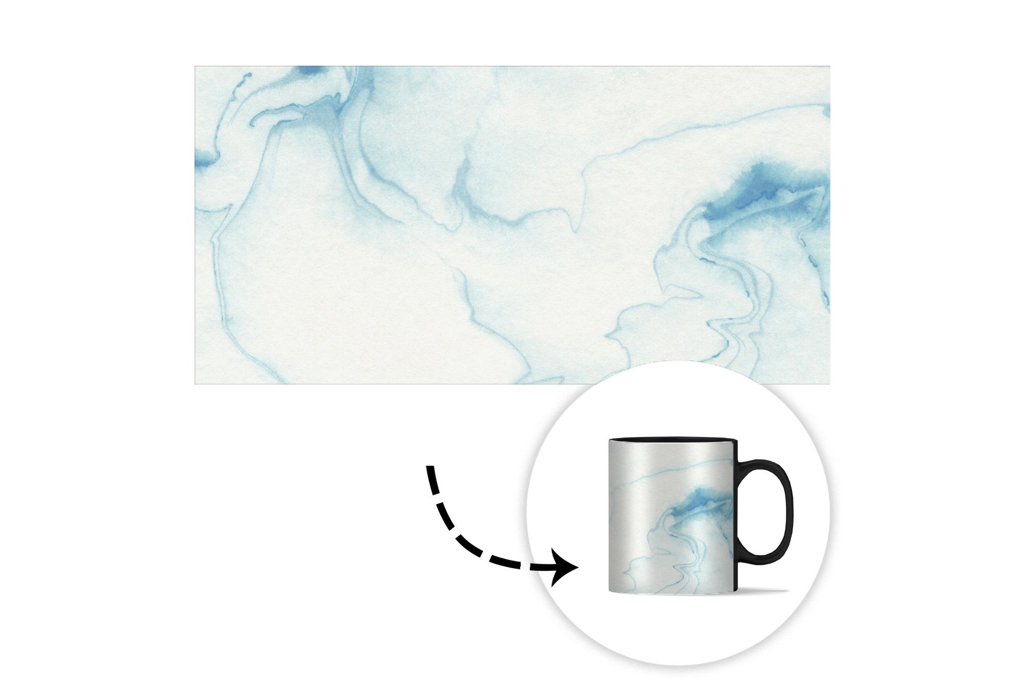 Marmor Tasse Kaffeetassen, Zaubertasse, - - Weiß Teetasse, Keramik, Linie, MuchoWow Geschenk Farbwechsel,