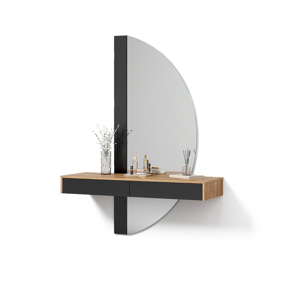 Livinity® Schminktisch Ascona, Schwarz/Eiche, 120 cm mit 2 Schubladen günstig online kaufen