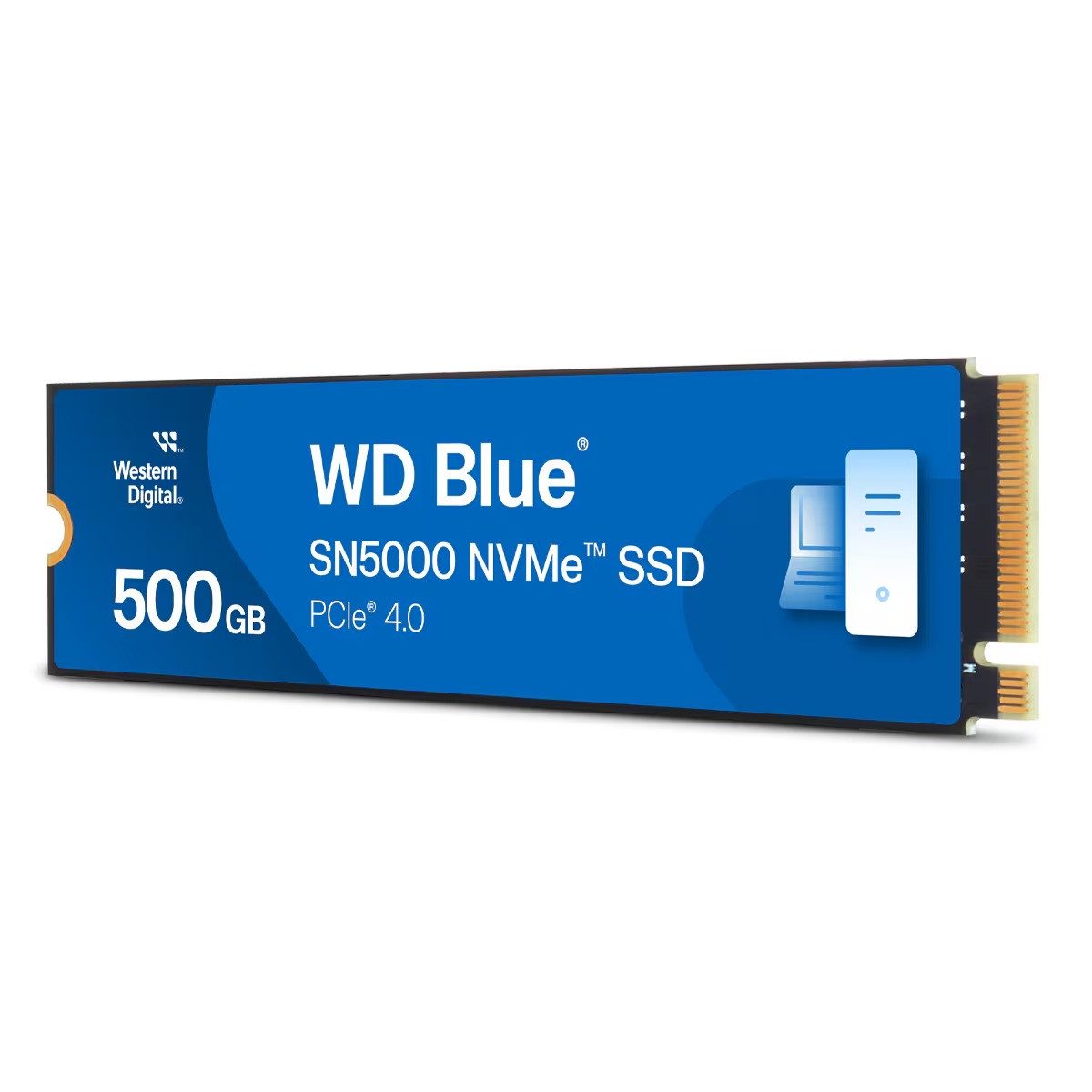 Western Digital WD Blue SN5000 500GB SSD M.2 2280 NVMe interne SSD (500 GB) M.2" 5000 MB/S Lesegeschwindigkeit, 4000 MB/S Schreibgeschwindigkeit, PCIe Gen4 x4, NVMe, Western Digital nCache 4.0, 3D TLC NAND