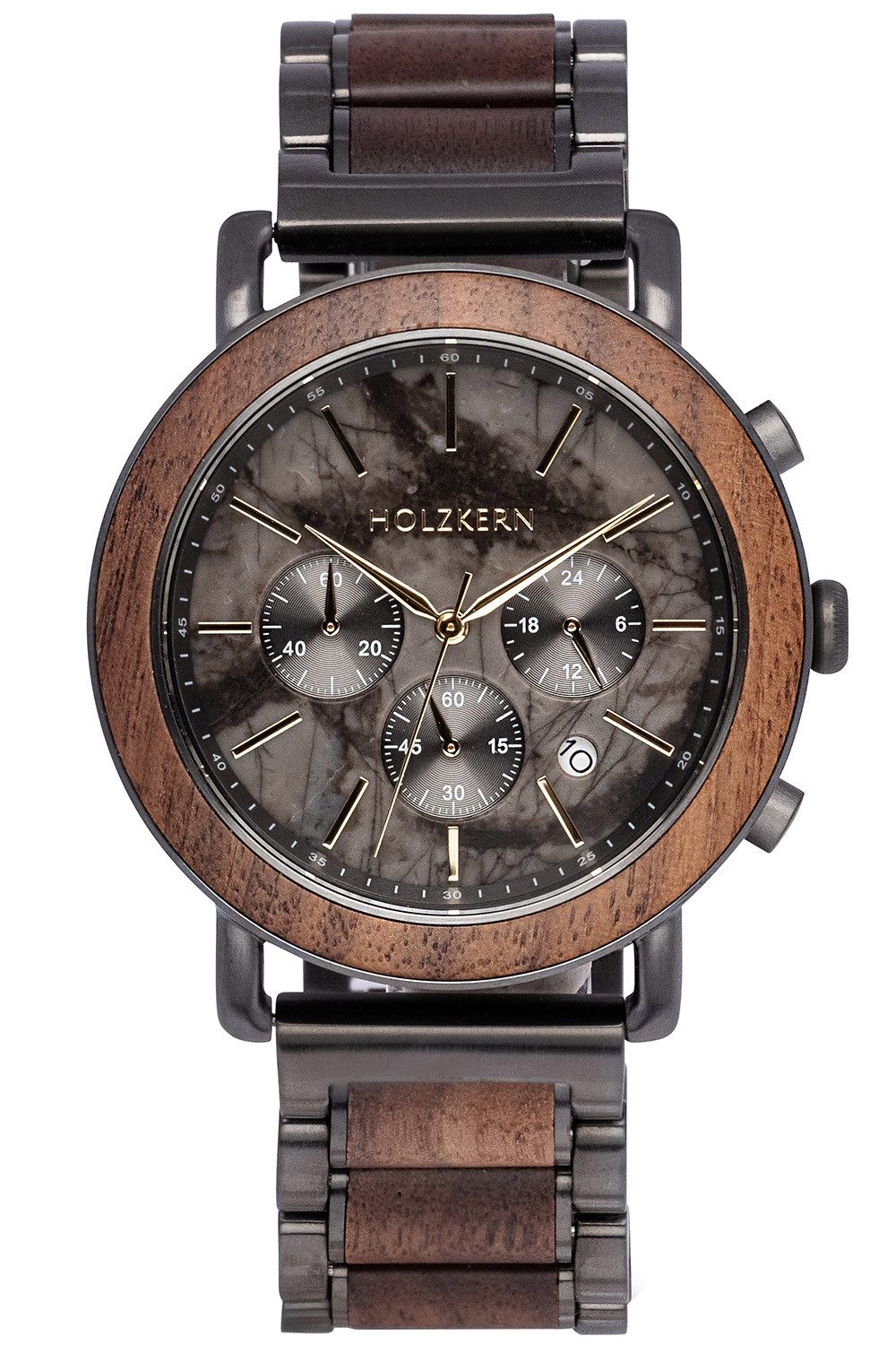 Holzkern Quarzuhr Quarz Chronograph Askja Walnuss/Marmor günstig online kaufen