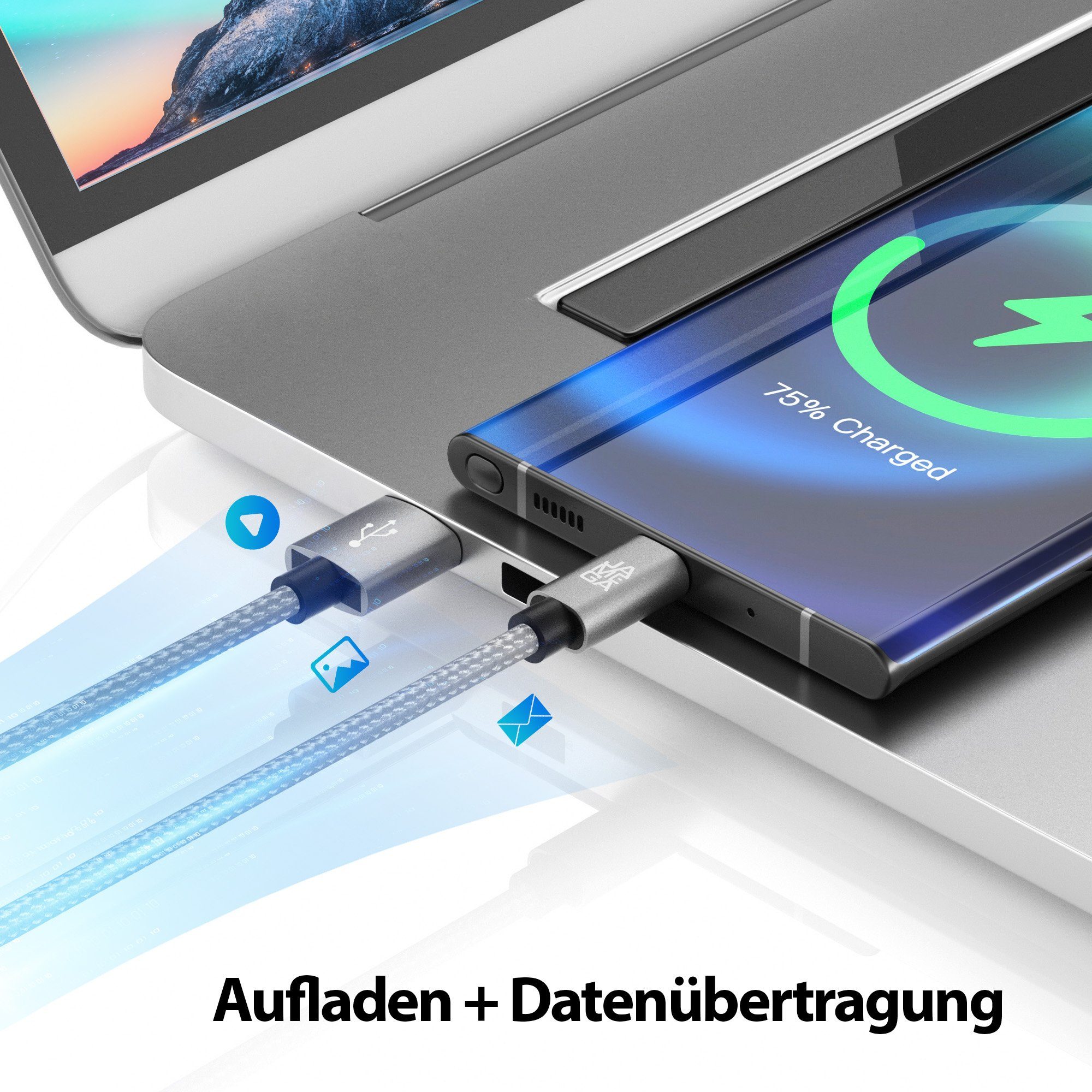 JAMEGA USB-C Datenkabel Ladekabel für Samsung Apple iPhone Huawei Xiaomi uvm. USB-Kabel, USB Typ A, USB Typ C, (50 cm) – Bild 2 von 5
