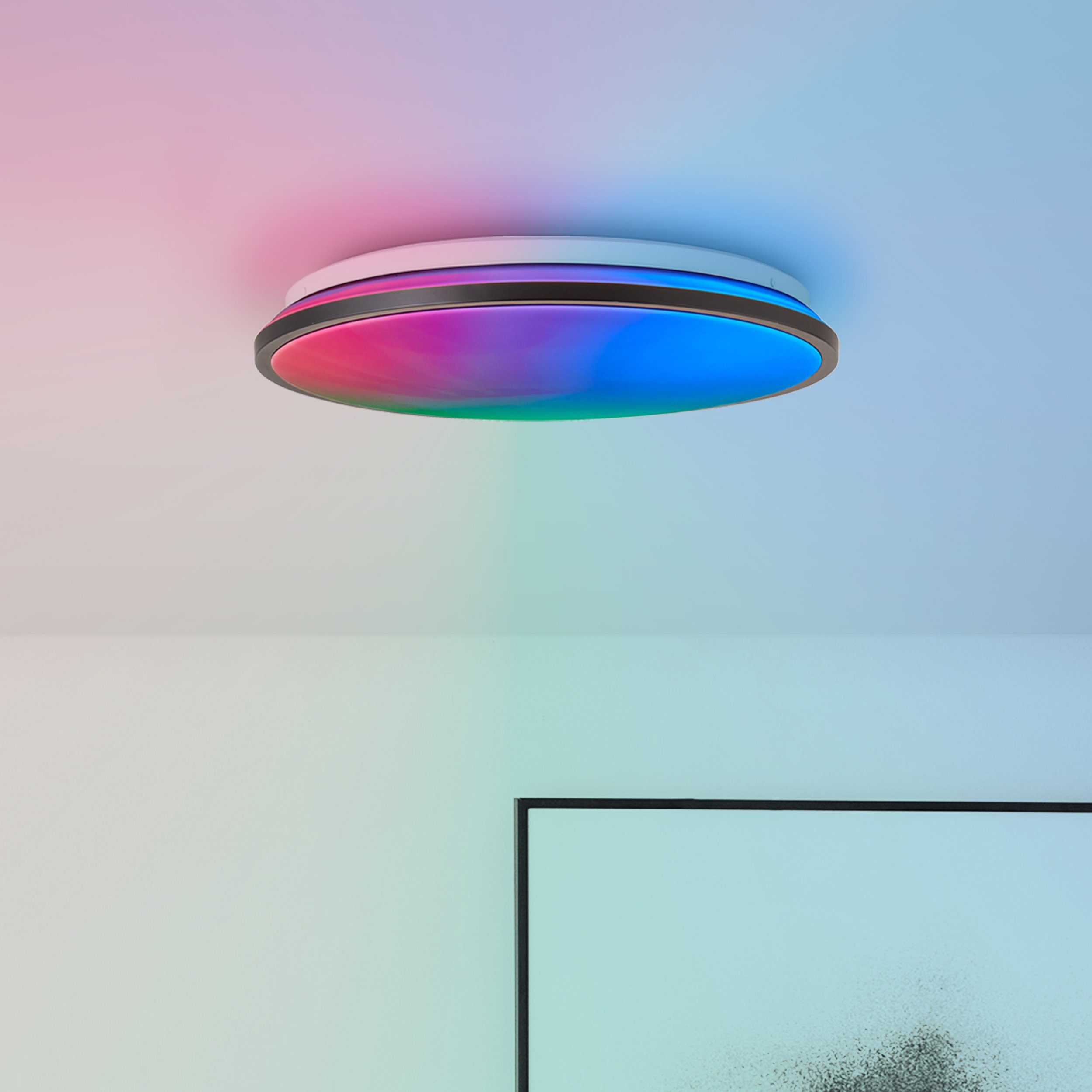 Brilliant LED Deckenleuchte Heida, CCT - über Fernbedienung, Dimmfunktion, Memoryfunktion, Nachtlichtfunktion, LED fest integriert, warmweiß - kaltweiß, 2500 lm, Ø 40 cm, Metall/Kunststoff, schwarz