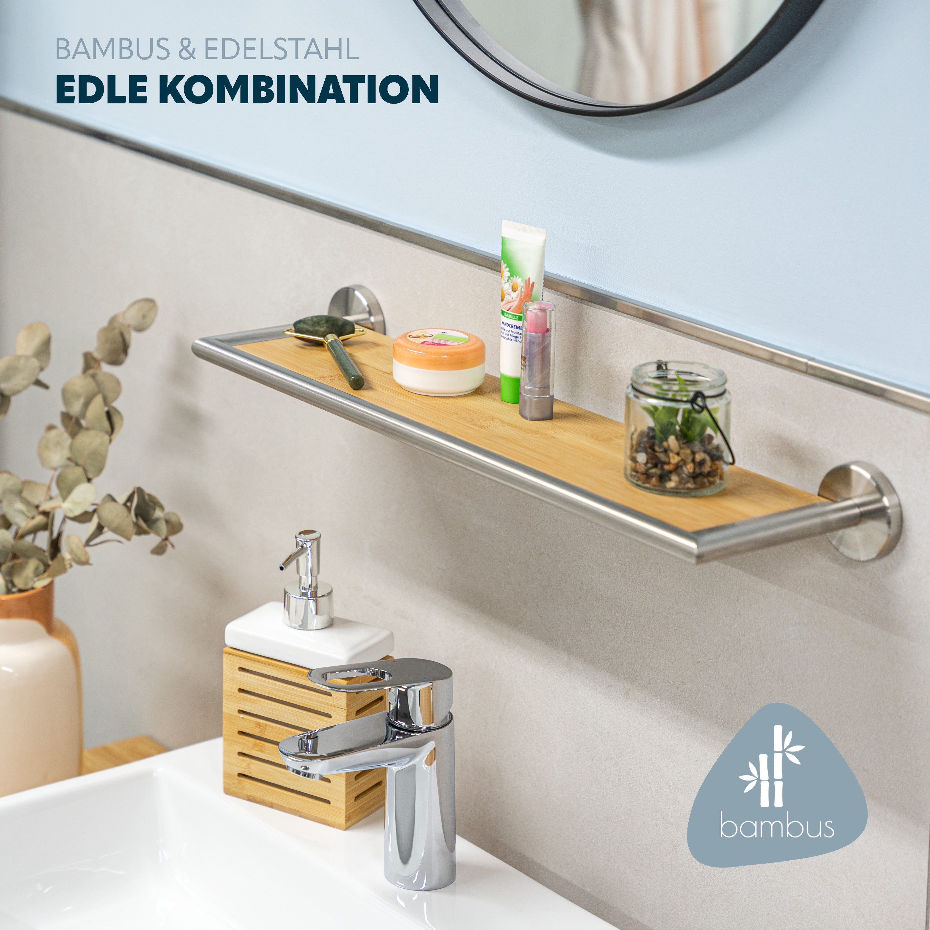 bremermann Wandregal Bad-Serie PIAZZA BAMBUS - mit Rahmen, aus Bambus günstig online kaufen