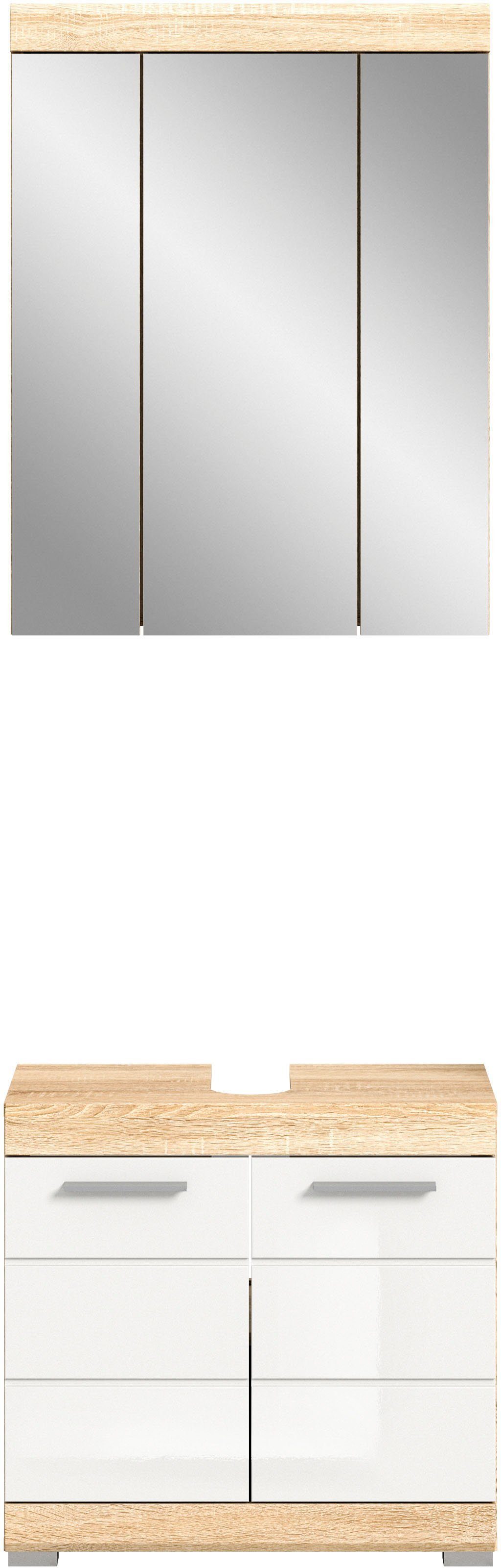 welltime Badmöbel-Set Siena, 2 tlg., bestehend aus: Waschbeckenunterschrank, Spiegelschrank, (Set, 2-St., TOPSELLER), in verschiedenen Farben erhältlich, Badmöbel, Kombination, Badezimmer