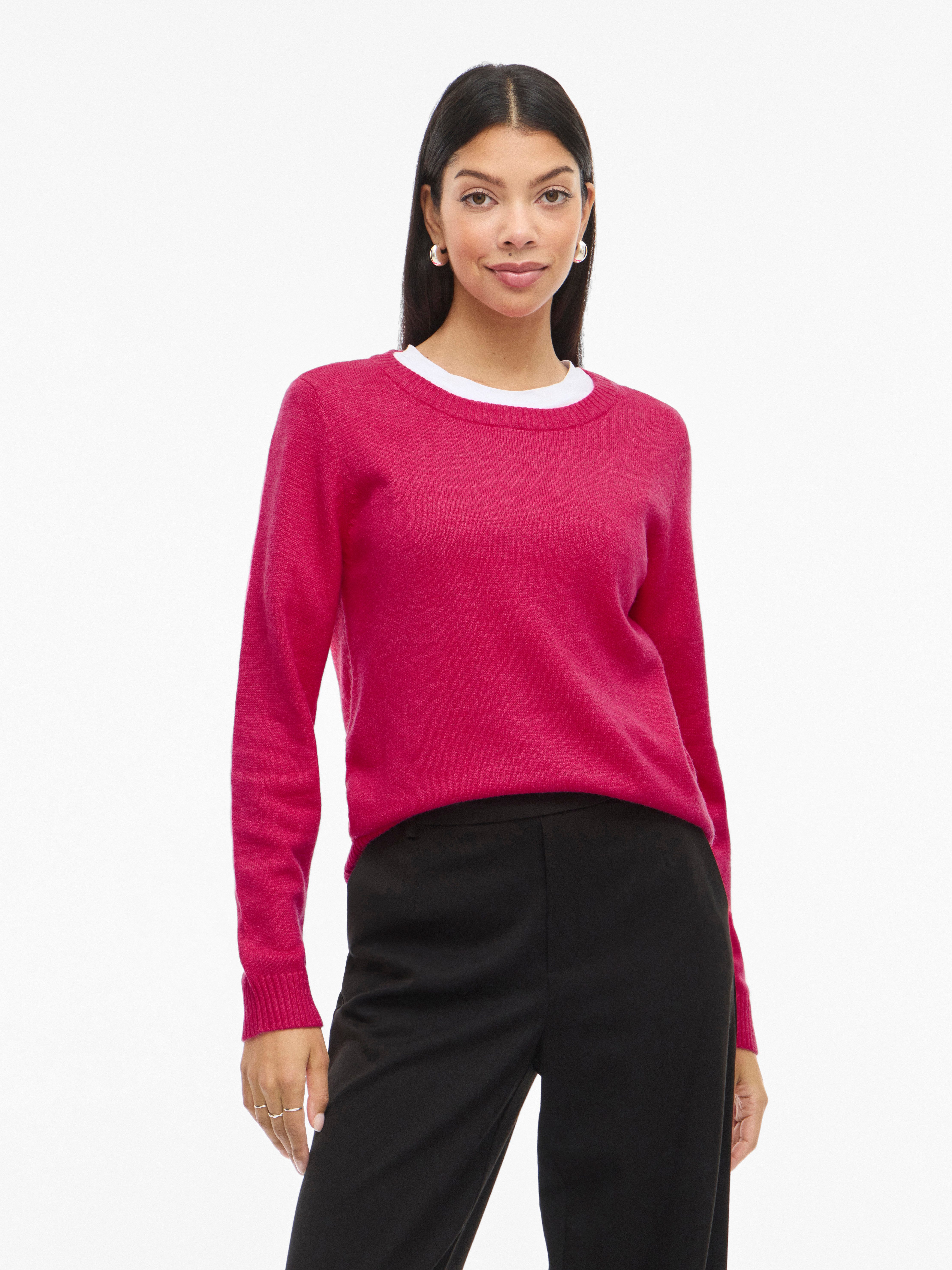 Vila Rundhalspullover VIRIL O-NECK L/S KNIT TOP - NOOS Viskosemischung, regular fit
