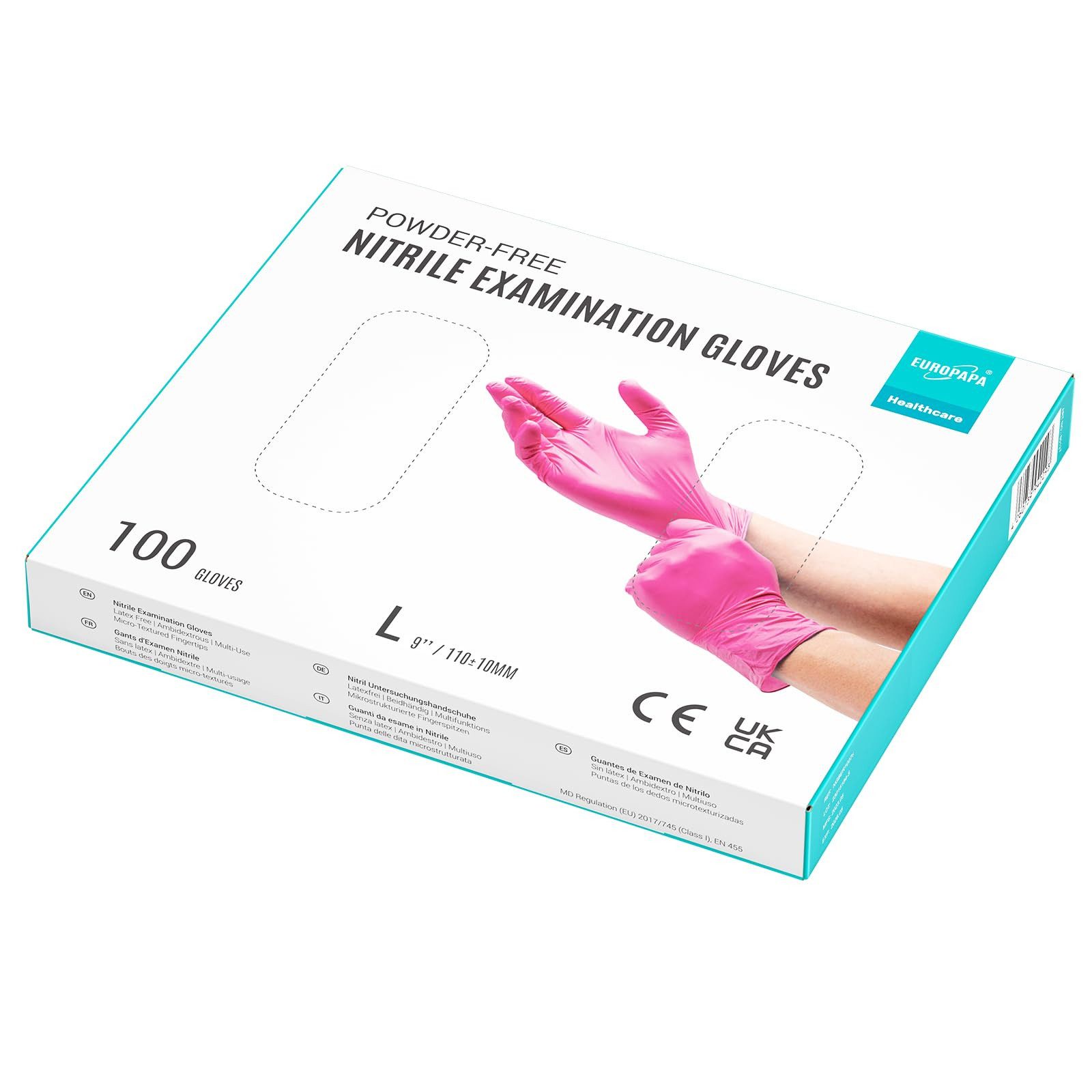 EUROPAPA Einweghandschuhe Nitril-Handschuhe Medical Einmalhandschuhe Untersuchungshandschuhe (800 Stück, puderfrei ohne Latex, Gummihandschuhe, unsteril latexfrei disposible gloves) Resistente al taglio, antistrappo, senza lattice, senza talco