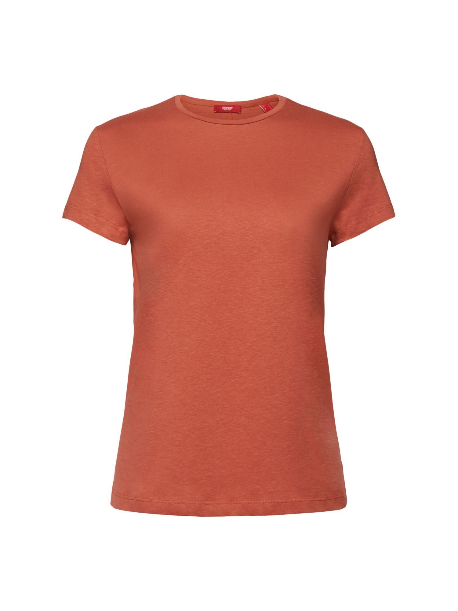 T-Shirt (1-tlg) mit % Esprit 100 TERRACOTTA T-Shirt Baumwolle Rundhalsausschnitt,