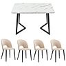 Beige Stühlen + Schwarz Tischbeine | Beige