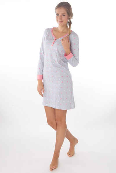 Consult-Tex Nachthemd Damen Baumwolle-Jersey Langarm Nachthemd DW445NH (1-tlg) bequem zu tragen