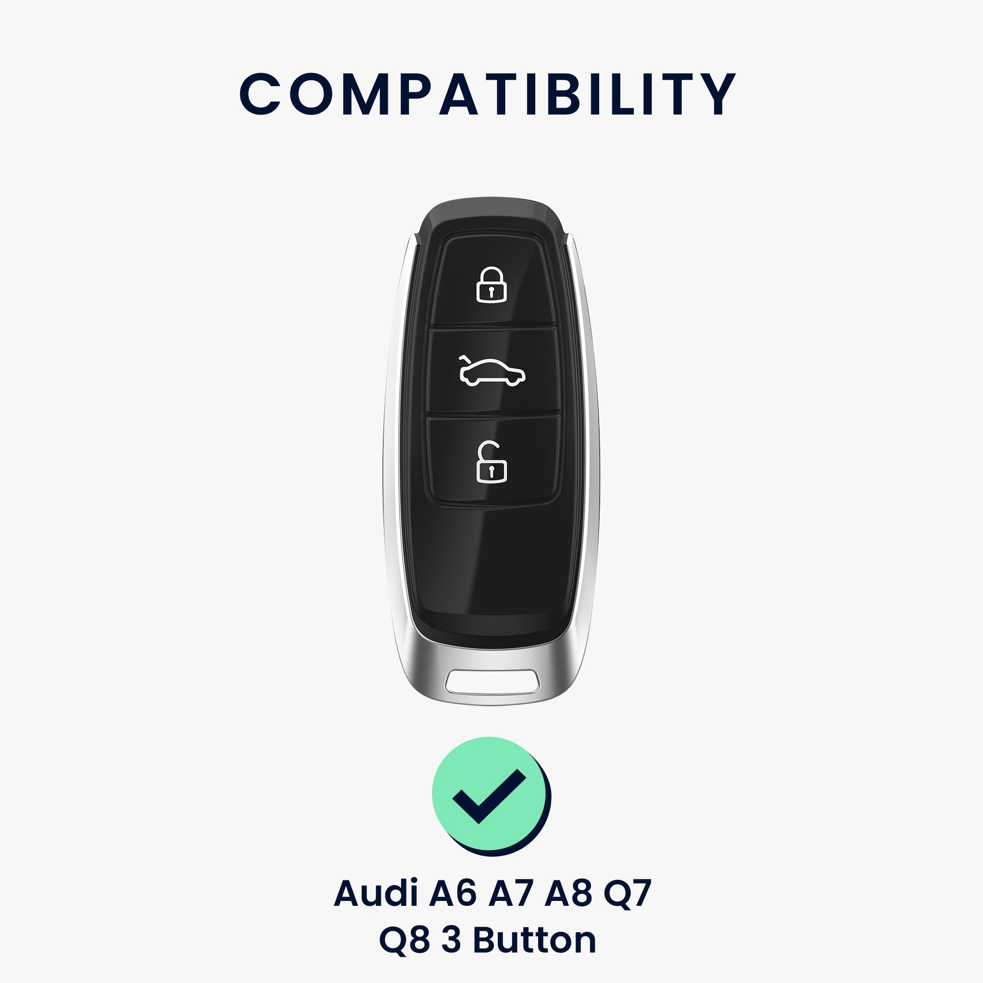 kwmobile Schlüsseltasche Hardcover Schutzhülle - Hülle Audi Case Cover Schlüsselhülle für A6 Q7 Q8, A7 Blau A8 Autoschlüssel