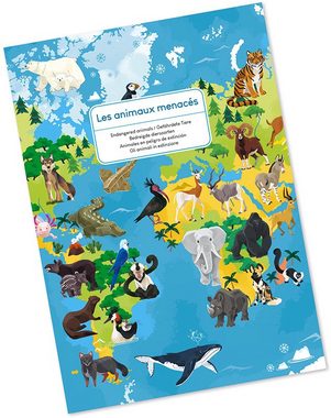 Janod Puzzle Gefährdete Tiere, 200 Puzzleteile, mit Figuren