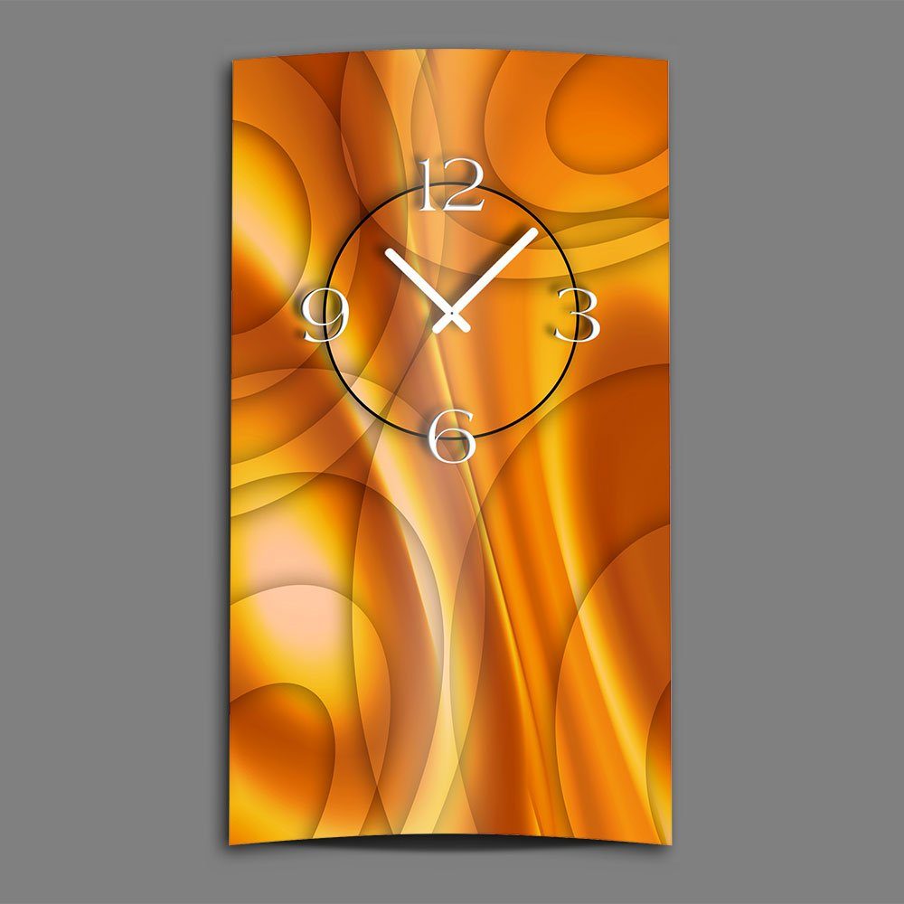 dixtime Wanduhr Abstrakt orange hochkant Designer Wanduhr modernes Wanduhren Design (Einzigartige 3D-Optik aus 4mm Alu-Dibond)