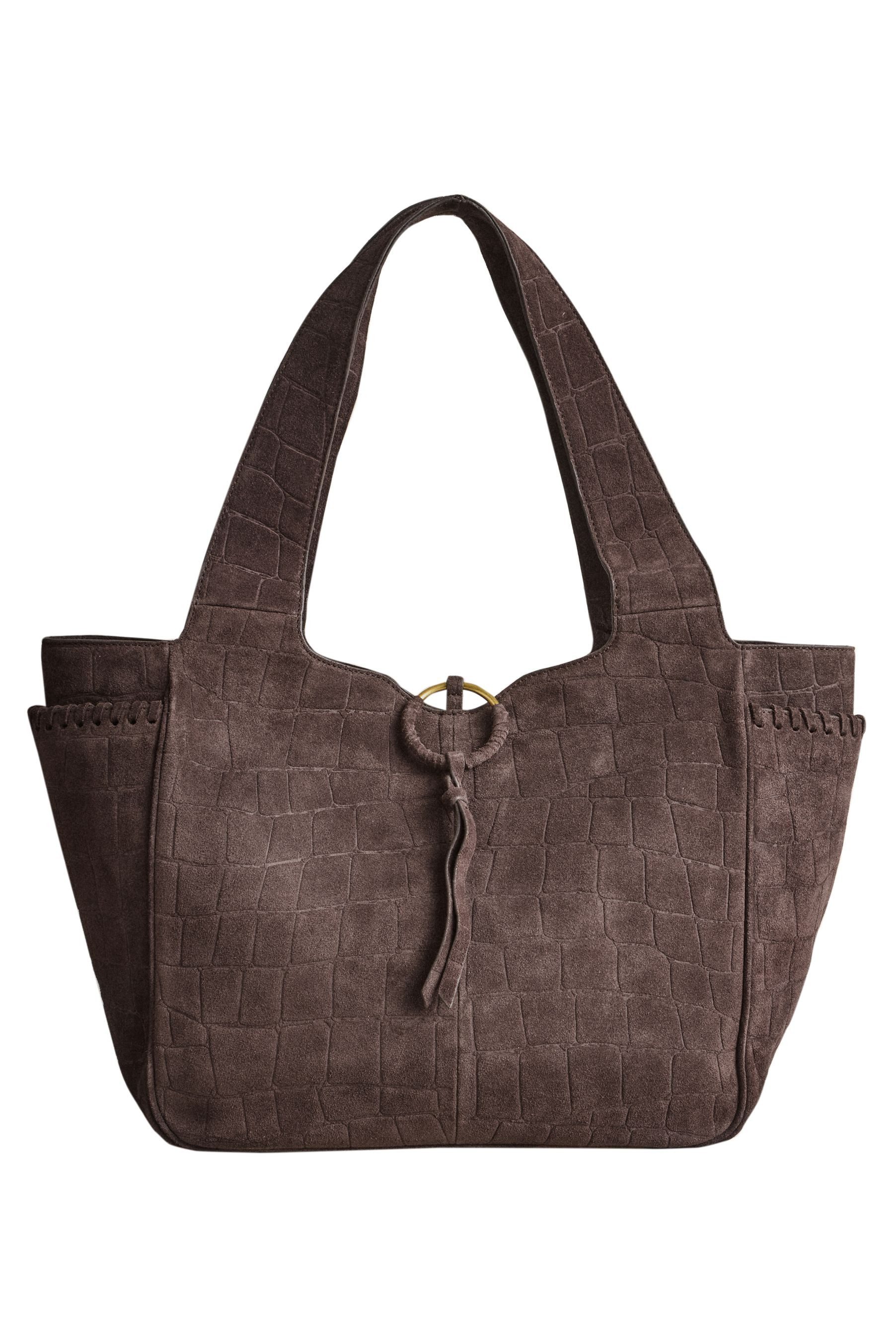 Next Schultertasche Veloursleder-Schultertasche in Kroko-Optik (1-tlg)