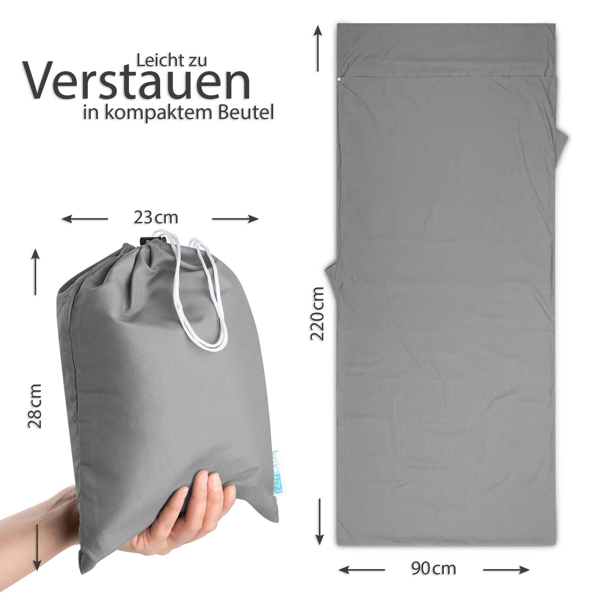 EAZY CASE Deckenschlafsack Schlafsack Mikrofaser Inlett, Deckenschlafsack Backpacking Hüttenschlafsack Schlafsack Camping Grau