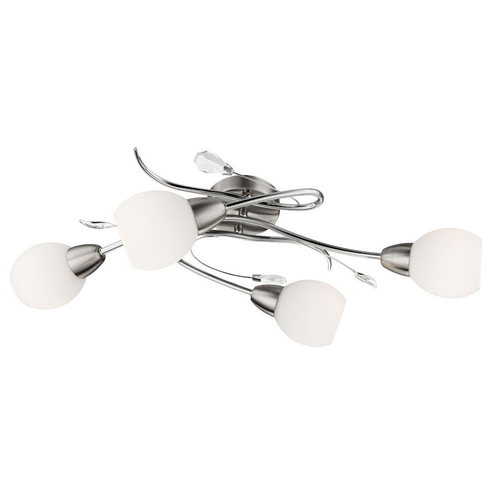 GLOBO LIGHTING LED Deckenleuchte, Leuchtmittel inklusive, Warmweiß, LED Deckenleuchte Spotlampe Wohnzimmerleuchte Kristall Glas opal