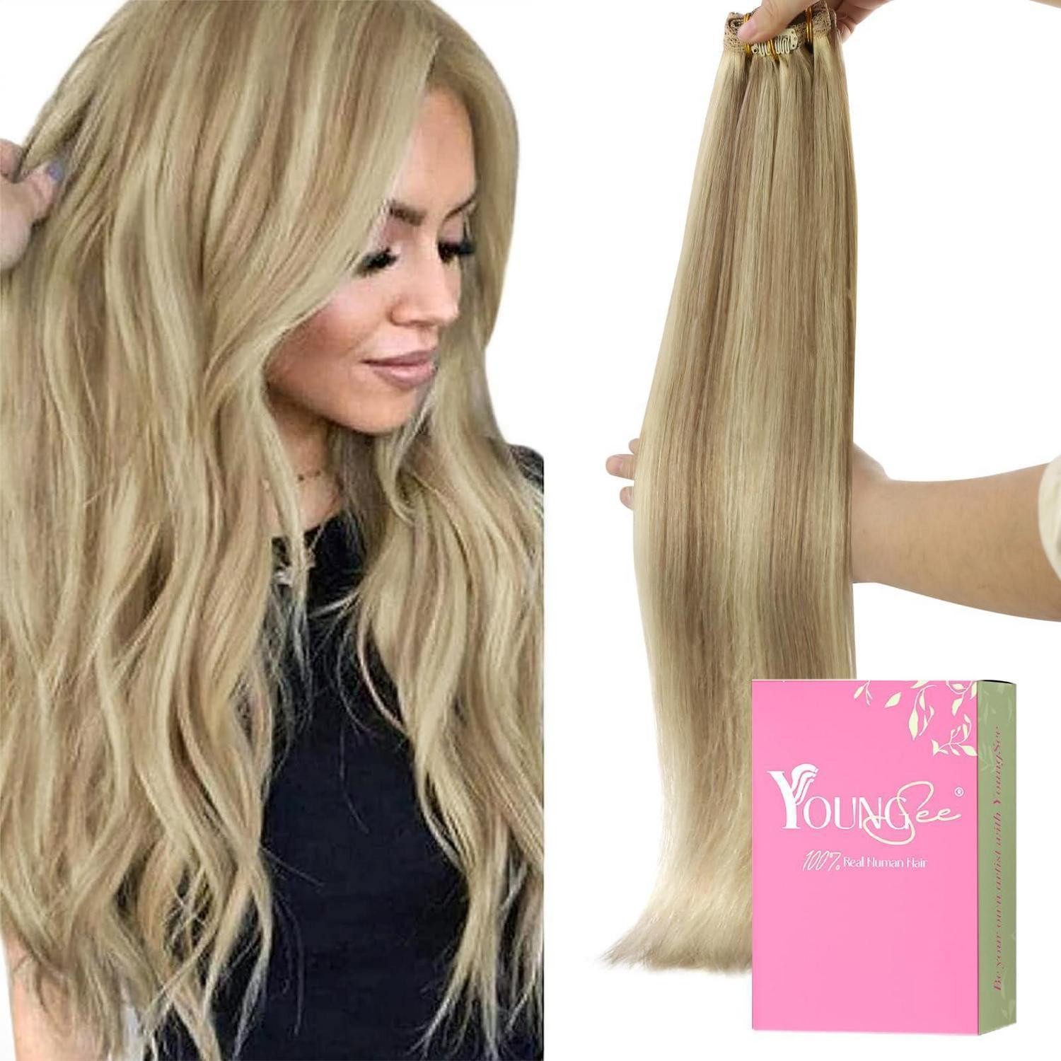 Echthaar-Extension Extensions Echthaar Clip Blond 55cm 150g 1-Clip-1-#16 22 55 cm-150g