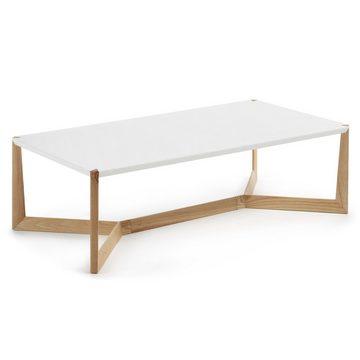 Natur24 Beistelltisch Couchtisch Quatro massiver Esche und weiß lackiert 120x60cm Couchtisch