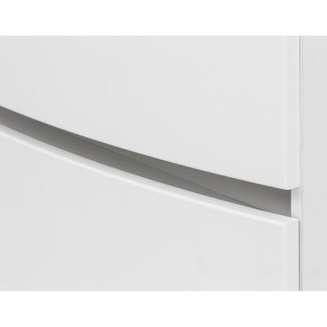 Lomadox Badmöbel-Set LAURIA-03, (Spar-Set, 6-St), 6-tlg. inkl. Glasbecken grau in matt weiß 200x200x49 cm