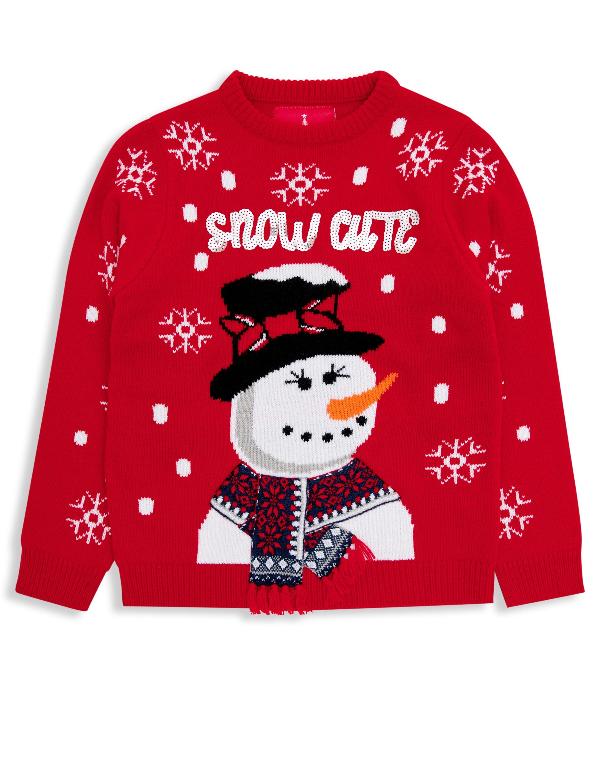 Threadgirls Rundhalspullover Snowman (1-tlg) im Weihnachts-Design