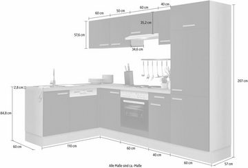 OPTIFIT Winkelküche Odense, mit E-Geräten, Stellbreite 275 x 175 cm, mit 28 mm Arbeitsplatte