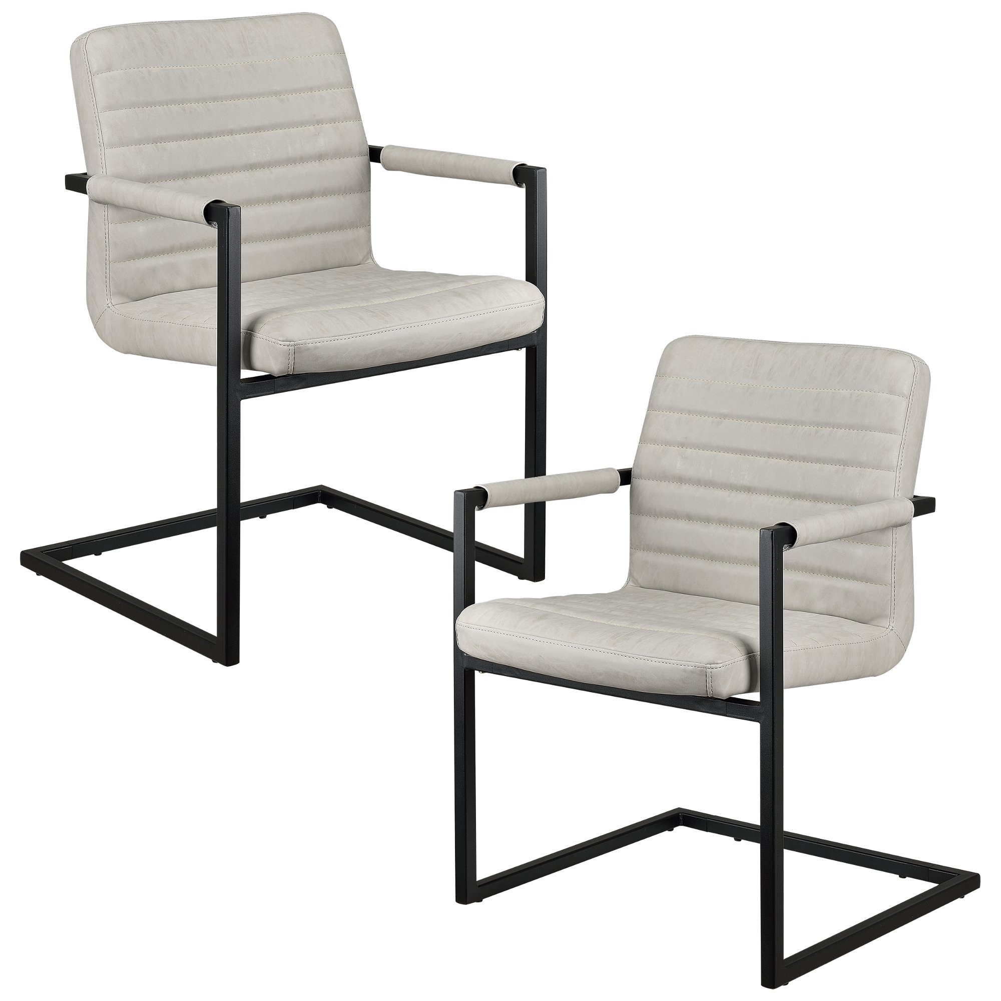 en.casa Freischwinger (2 St), 2er Set Esszimmer Stühle »Anita« Weiß