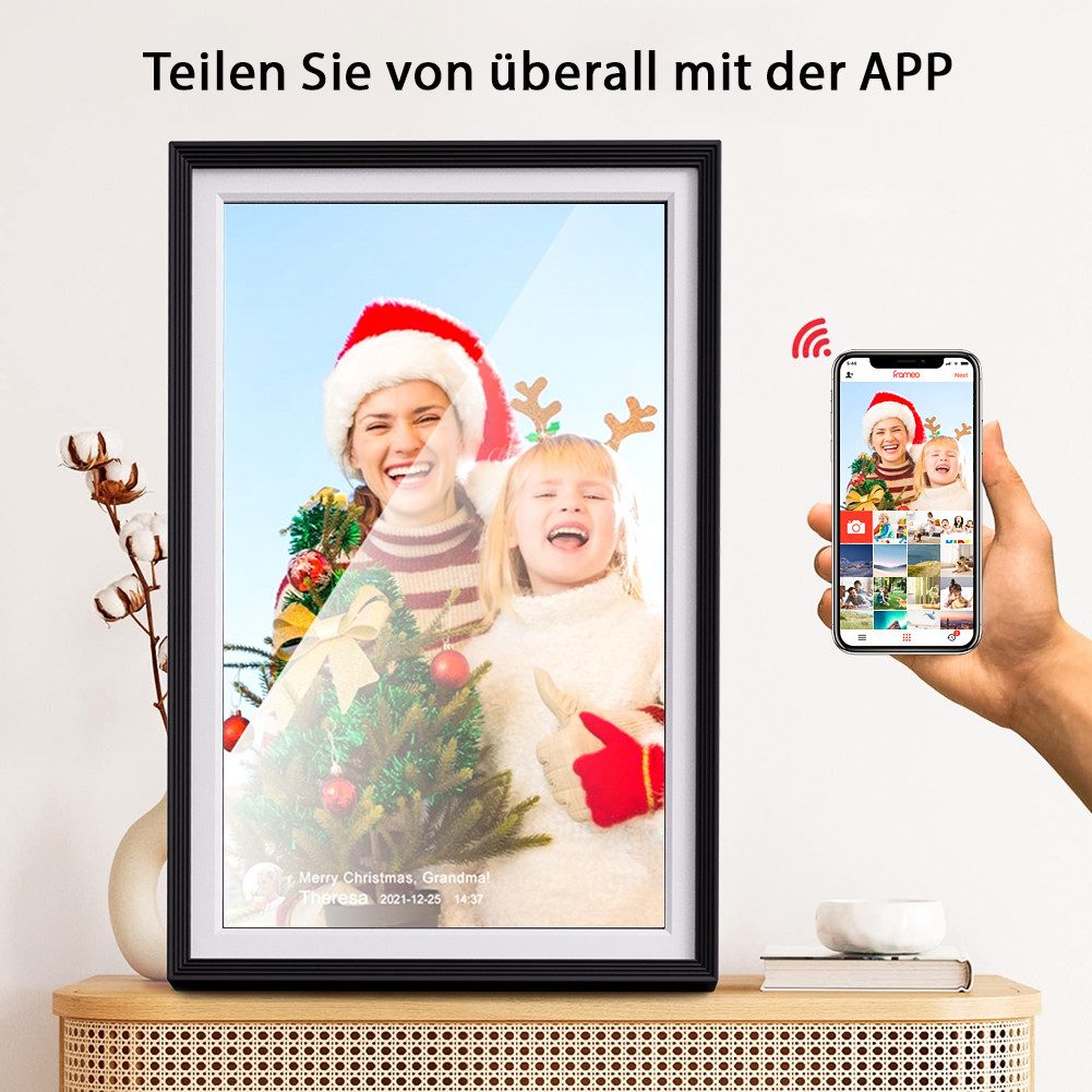 FANNOU Elektronischer Fotorahmen 10,1 " Digitaler Bilderrahmen (1280 x 800 Pixel, 32 GB, Touchscreen WLAN mit Automatische Drehung Photo Video Teilen)