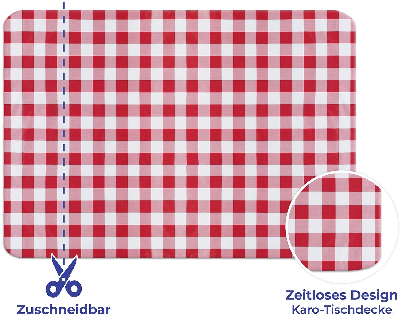 (1-tlg), cm Tischdecke rot/weiß 140x180 witterungsbeständig, & zuschneidbar Maximex