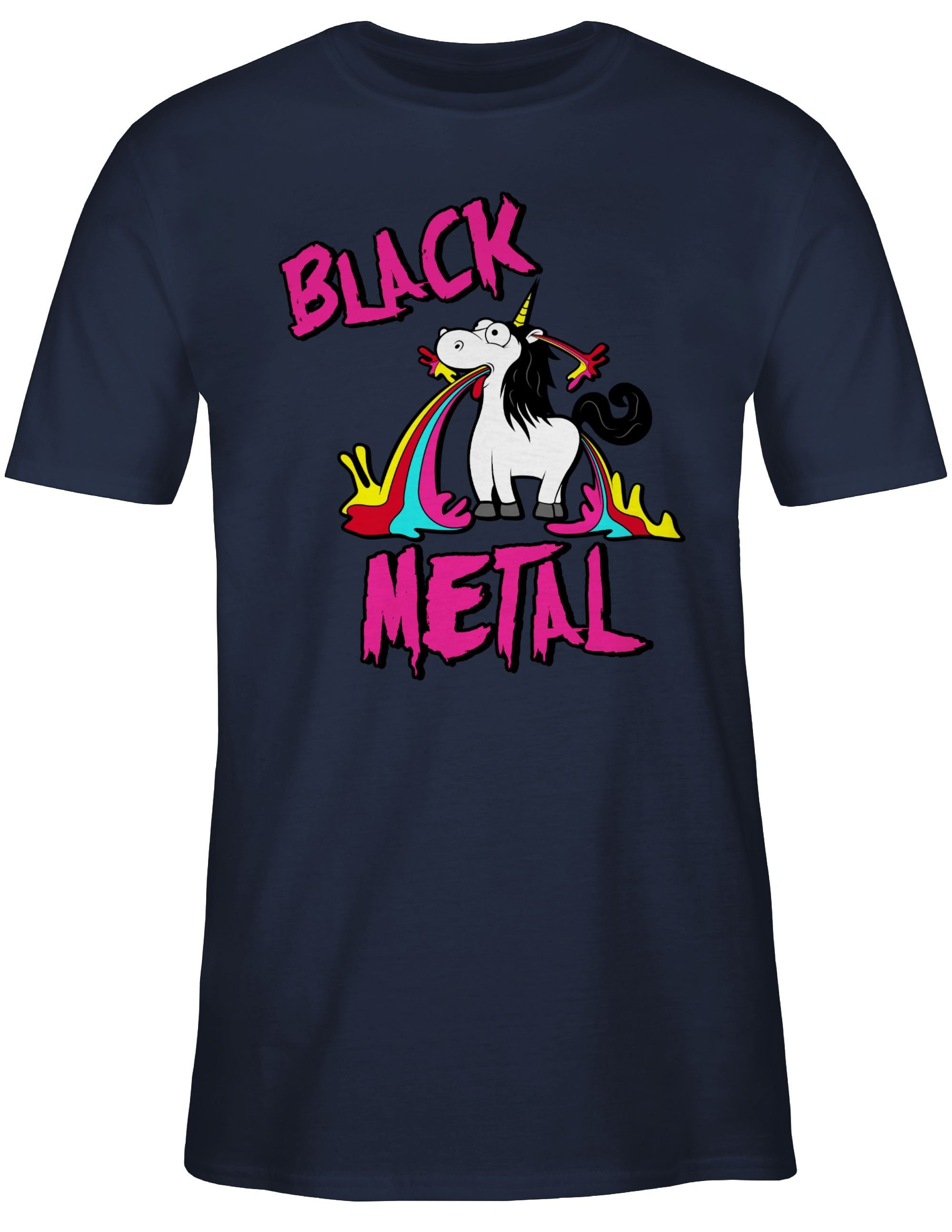 Geschenk 2 Einhorn Metal Einhorn T-Shirt Shirtracer Navy Black Blau