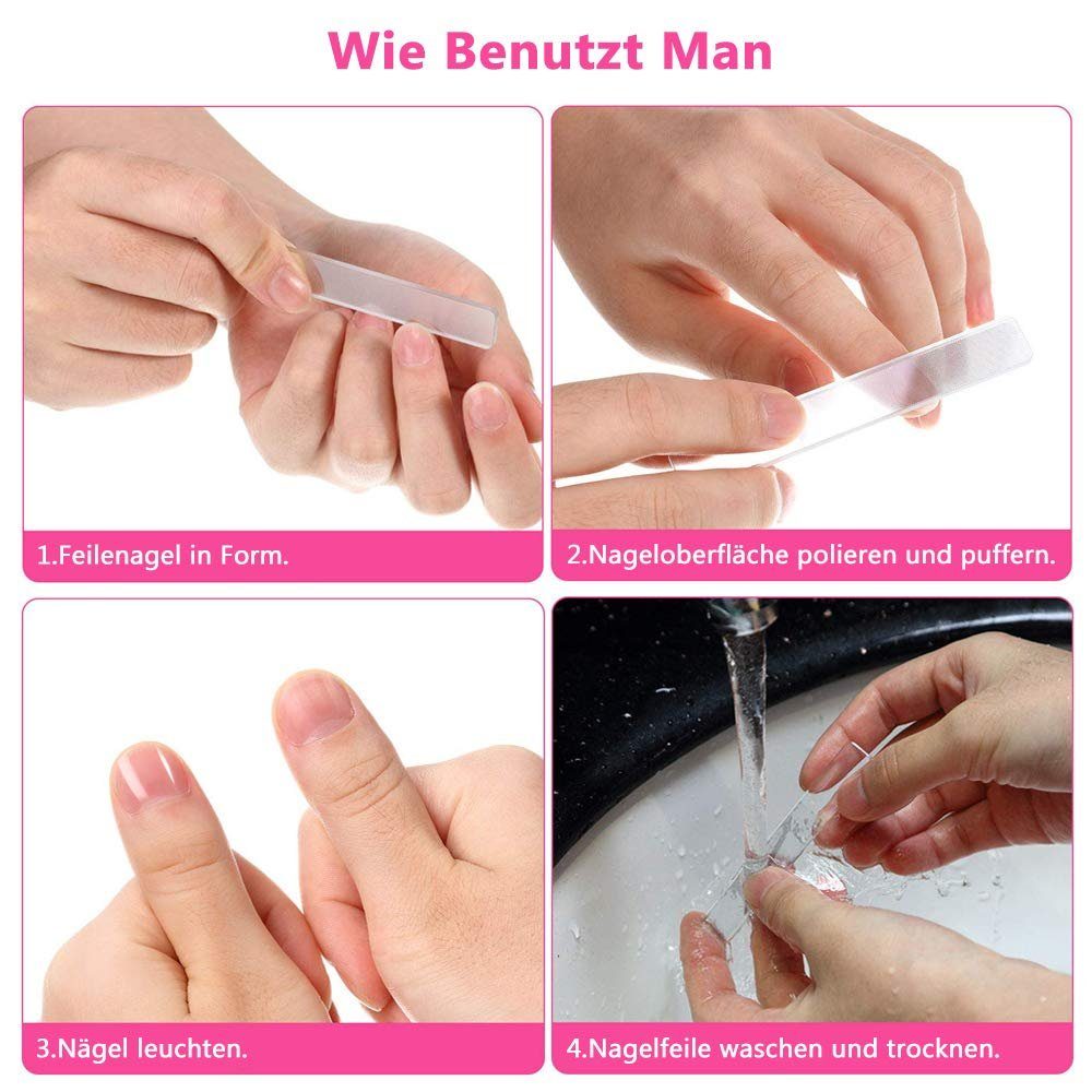 COOL-i ® Glasnagelfeile, 2 Naturnägel Nagelfeilen, Nano Crystal für Stück