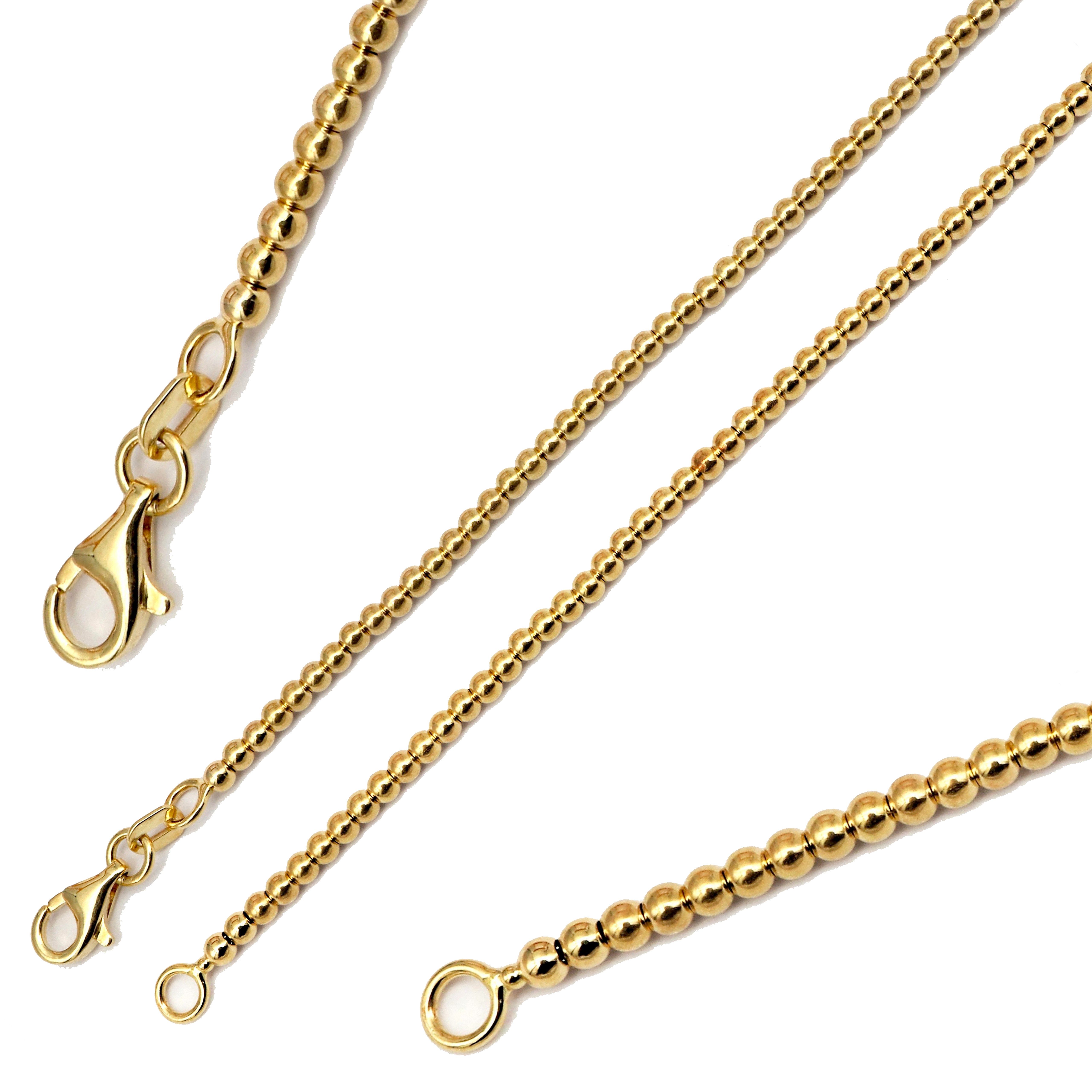 G & J Goldarmband Kugelkette 585 14Karat Gelbgold 2,2 - 4,0mm 18 - 21cm Armkette (inkl. Schmucketui), Made in Germany