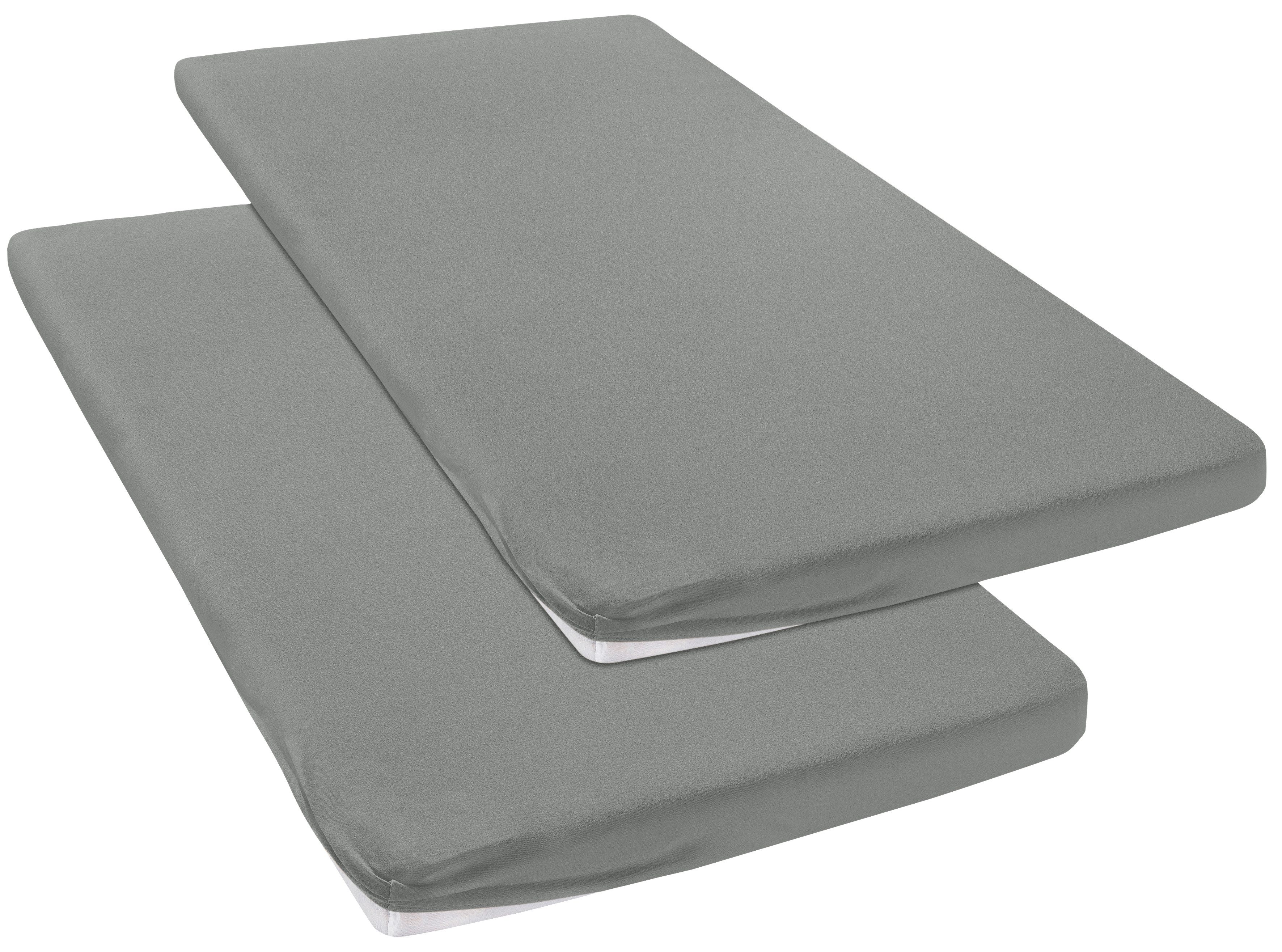 OTTO home Spannbettlaken Topper Basic, in Gr. 90x200, 140x200 oder 180x200 cm, Baumwoll-Jersey, Gummizug: rundum, (2 Stück), Baumwolle, Matratzen bis 8 cm Höhe, Bettlaken, Spannbetttuch, Laken