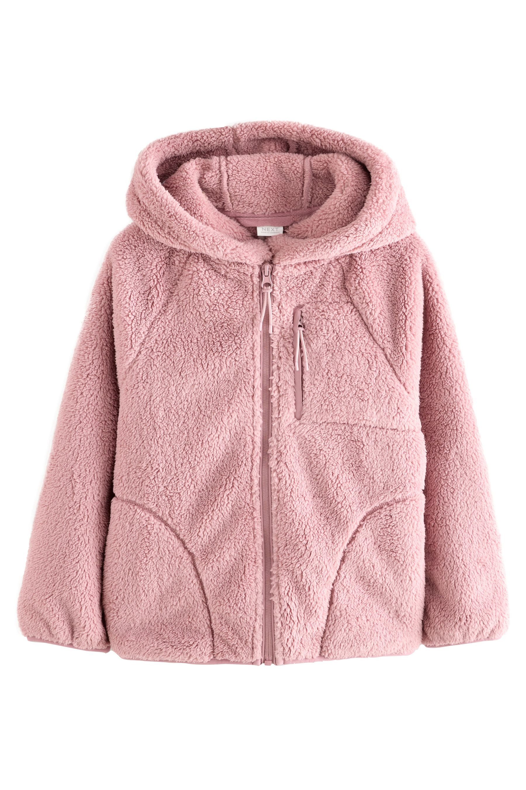 Kapuzenfleecejacke Fleecejacke aus Teddyfell mit Kapuze