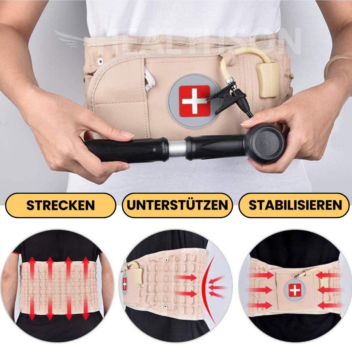 HEALTHSON Beruhigungs- und Entspannungsgerät HEALTHSON Lumbara® Gürtel - Schmerzfrei durch den Tag, Das Original