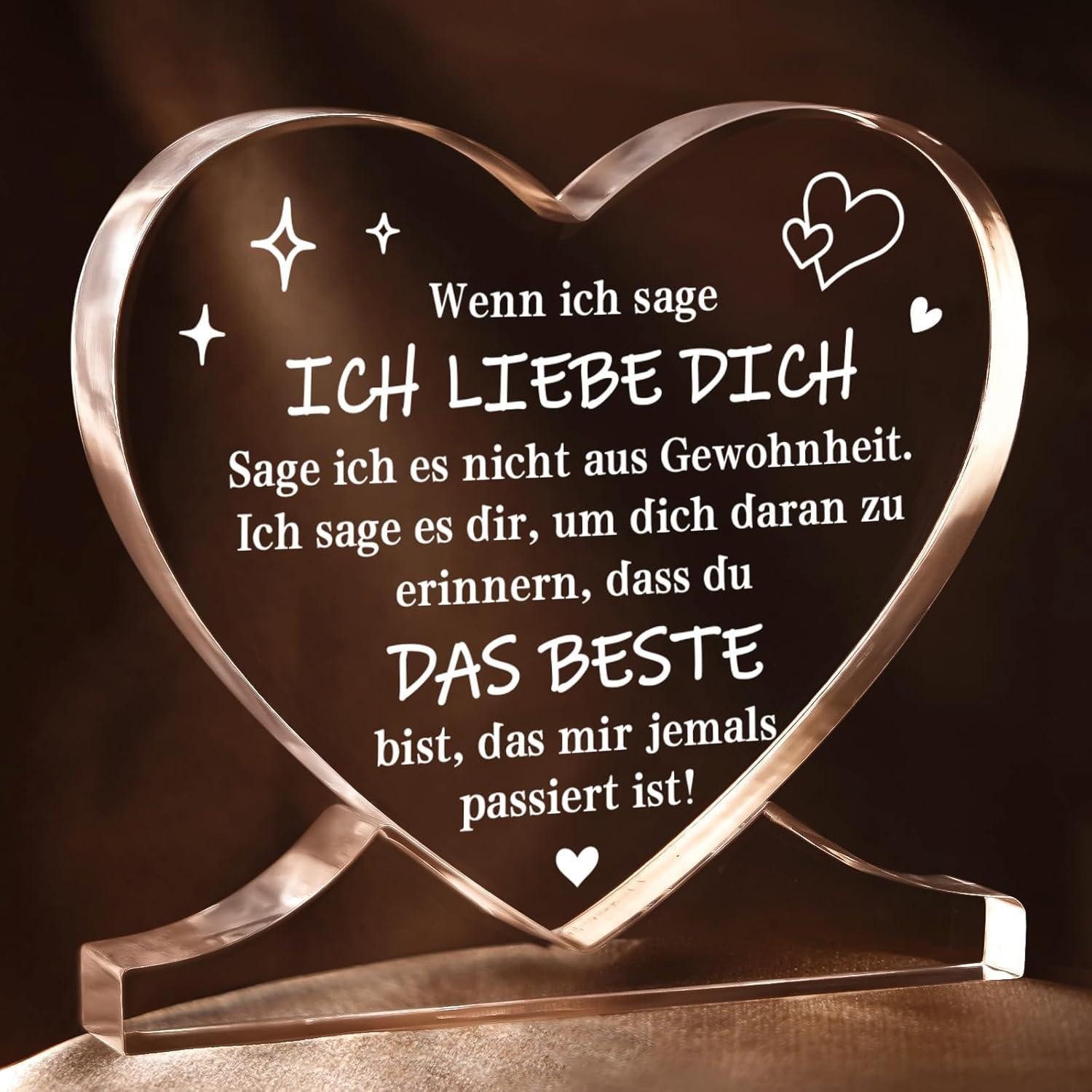 Juratar Acrylglasbild Ich liebe dich Geschenk Acryl Herz Hochzeitstag Jahrestag Mann Frau