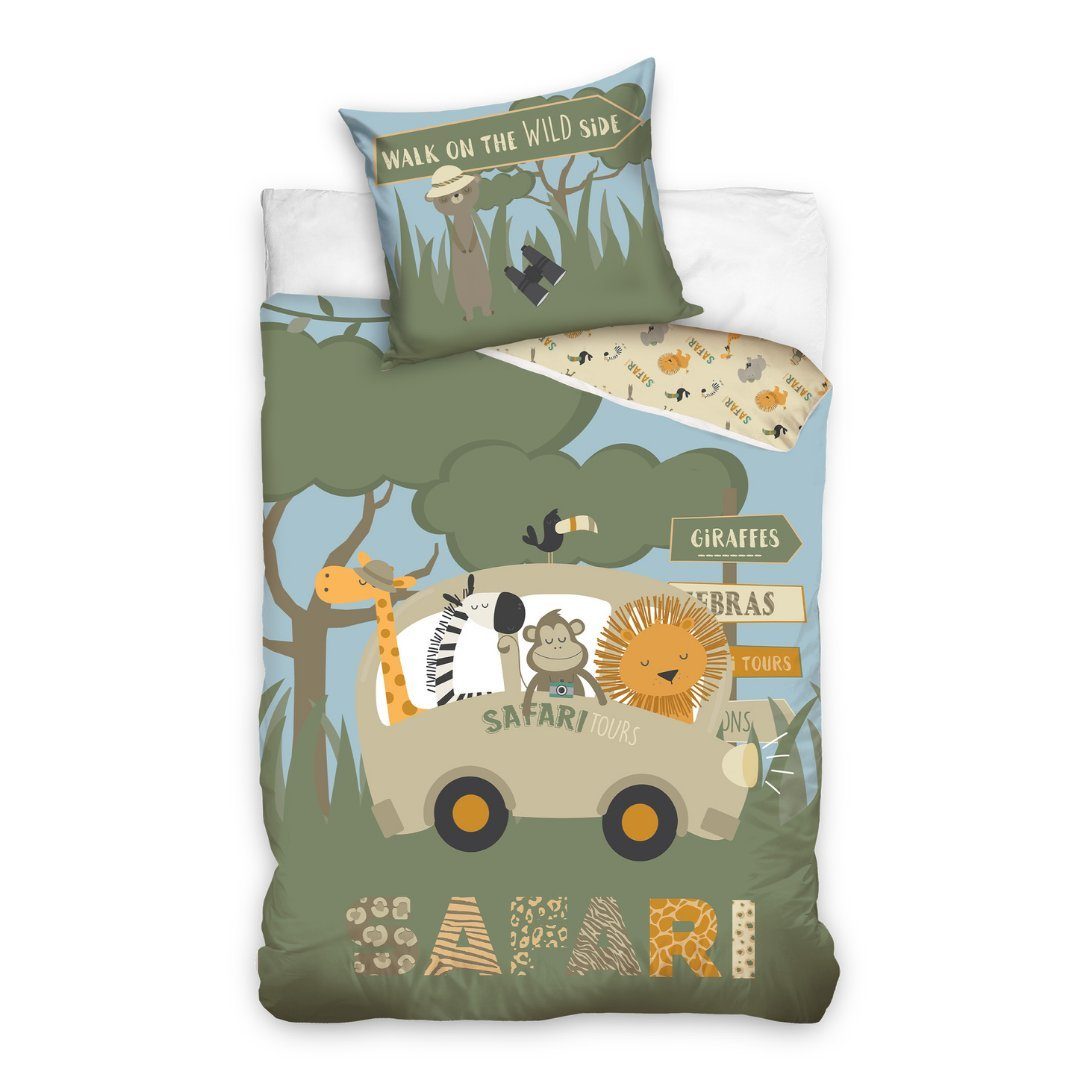 MTOnlinehandel Kinderbettwäsche Tiere Safari Afrika 135x200 + 80x80 cm, 100 günstig online kaufen