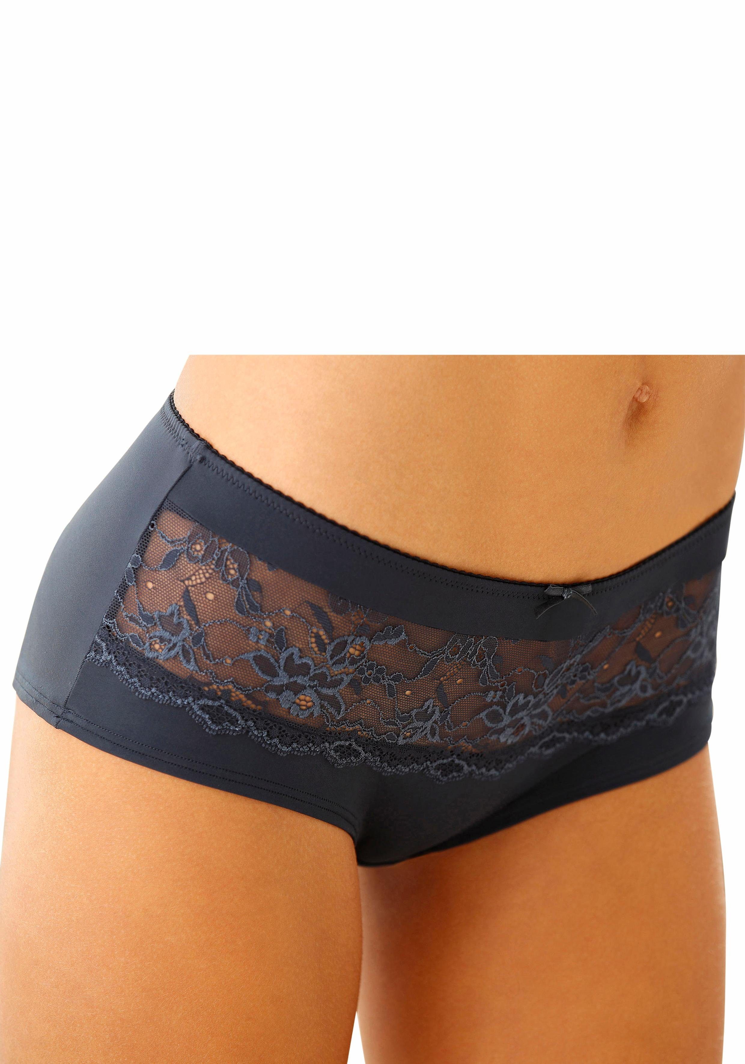 LASCANA Panty Nina mit transparenter Spitze vorne marine-nougat