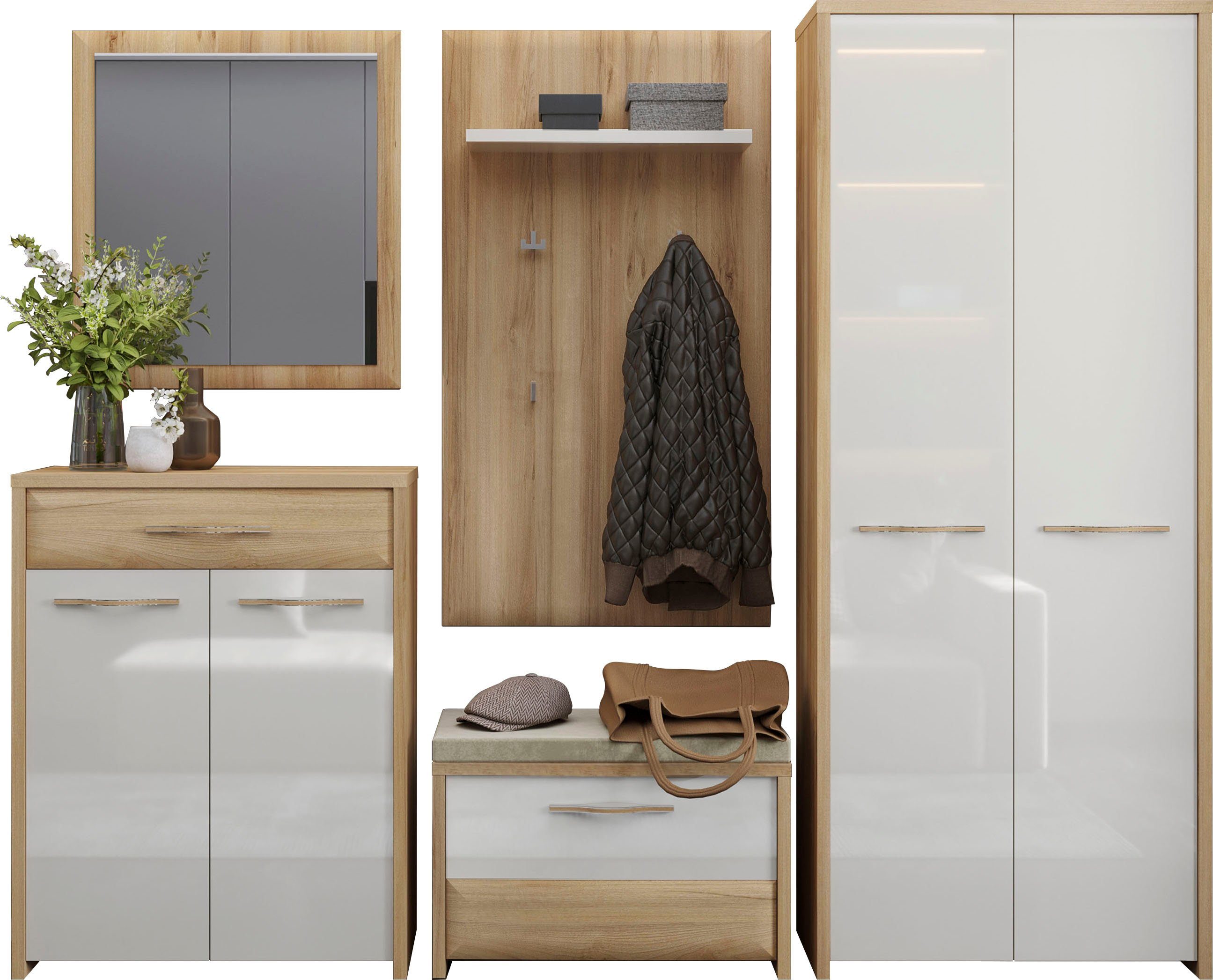 Home affaire Garderoben-Set Gala, (Set, 5-St), Soft-Close Funktion, Hochgla günstig online kaufen