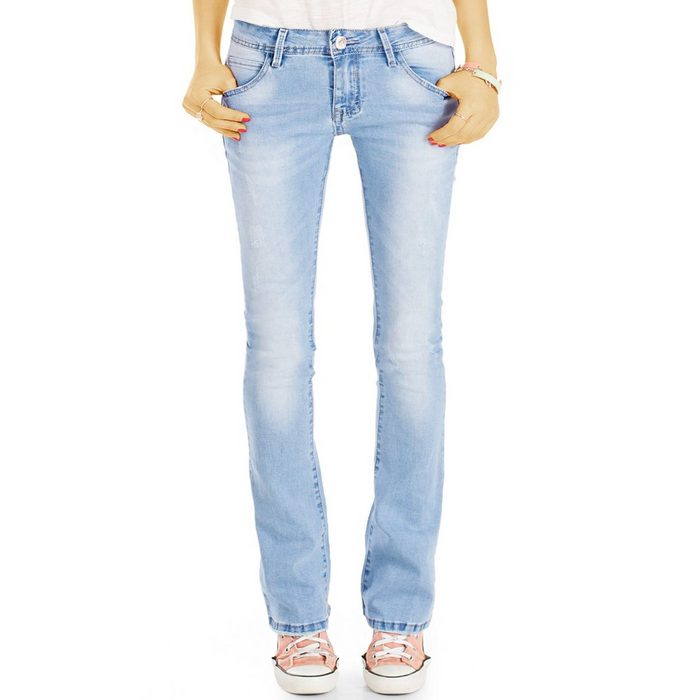 be styled Bootcut-Jeans hellblaue low waist Damen Jeanshosen mit ausgestelltem Bein j76f low waist bootcut