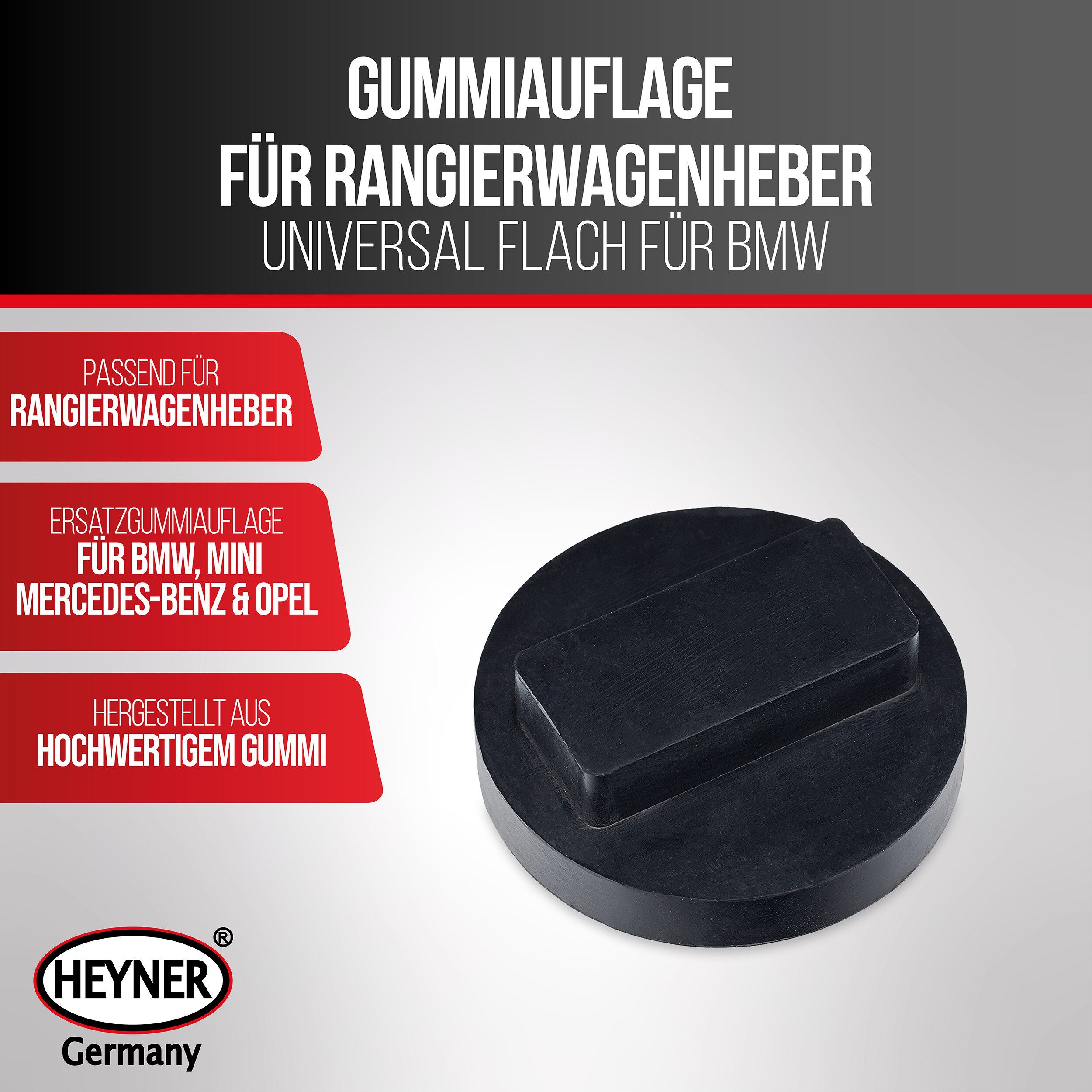 HEYNER Wagenheber Gummiauflage für Rangierwagenheber Ersatzgummi für BMW MINI OPEL, 1-tlg.