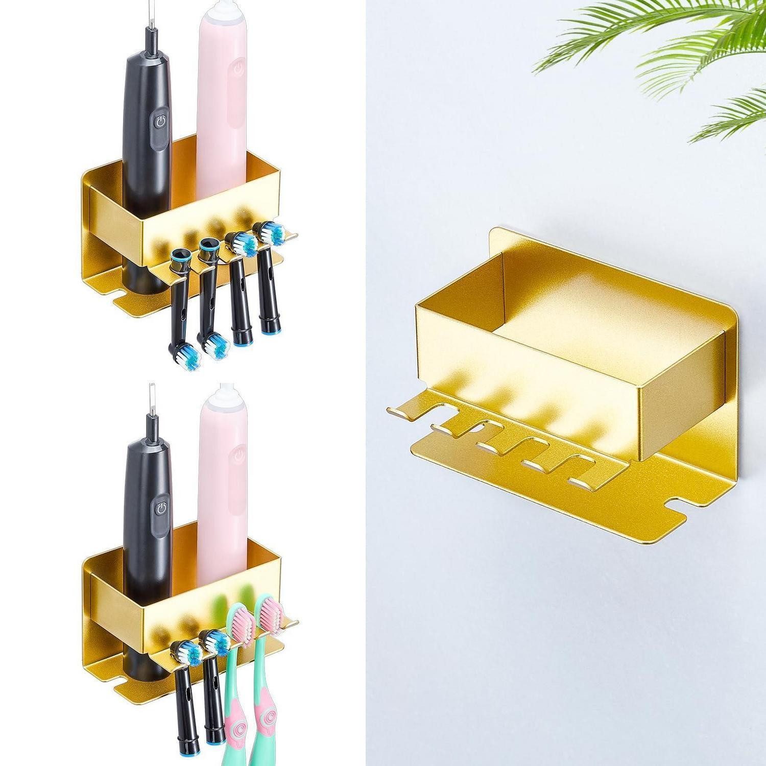 LuxusKollektion Zahnbürstenhalter Zahnbürstenhalter Wand Gold Klein, (1-St)