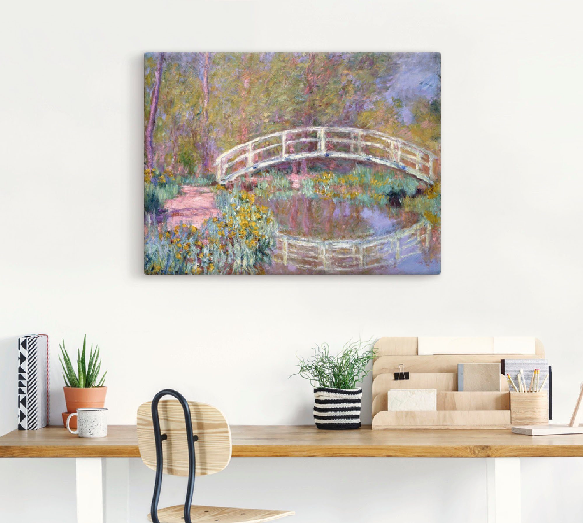 Garten, St), Monets Wandaufkleber als Artland Leinwandbild, (1 in Brücke Poster Gewässer in Größen Wandbild versch. oder