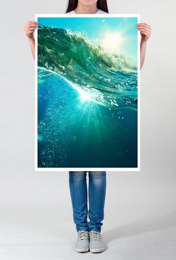 Sinus Art Poster 90x60cm Poster Fotografie Klare blaue Meereswelle