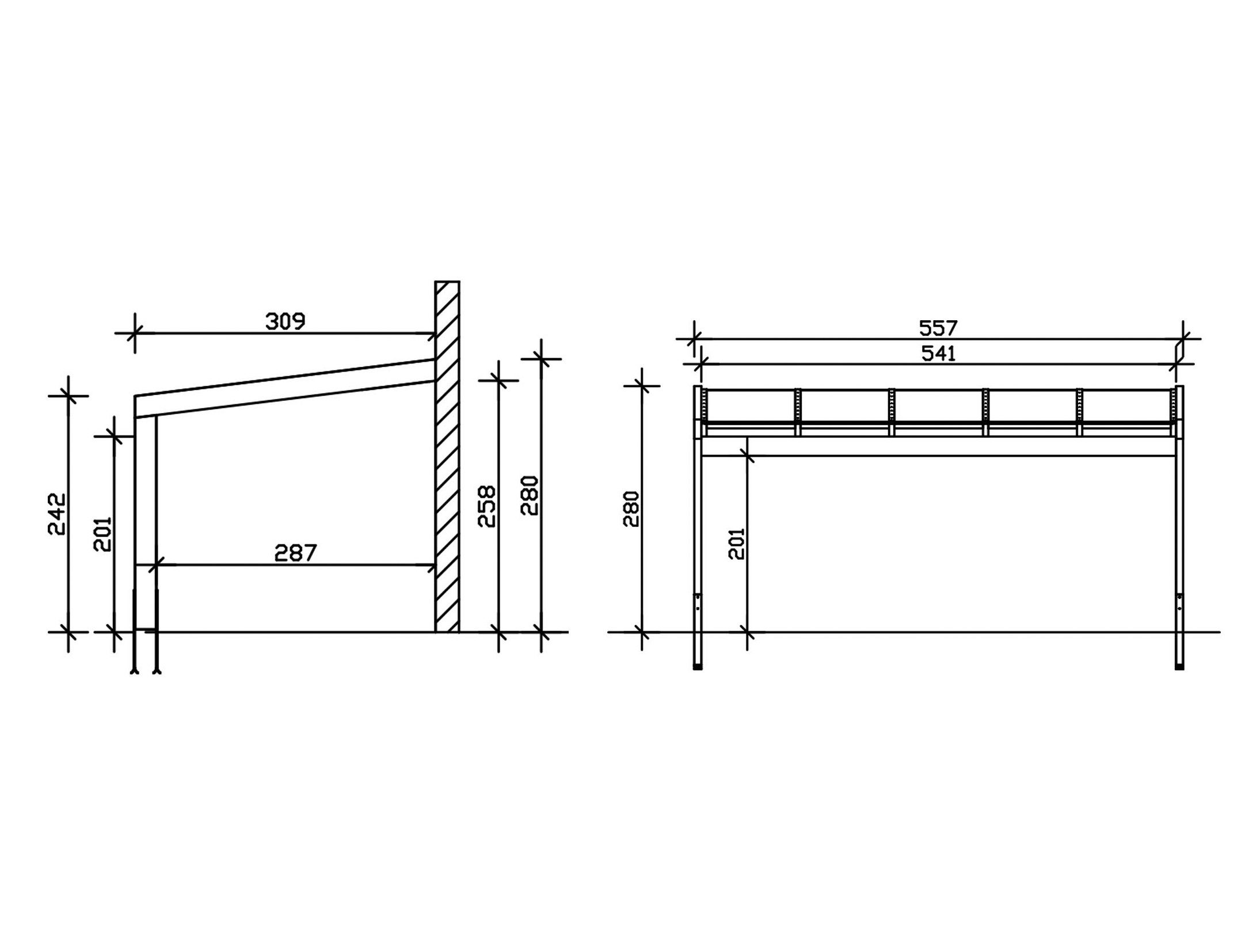 Skanholz Terrassendach Novara, BxT: 557x309 cm, Bedachung Doppelstegplatten, BxT: 557x309 cm