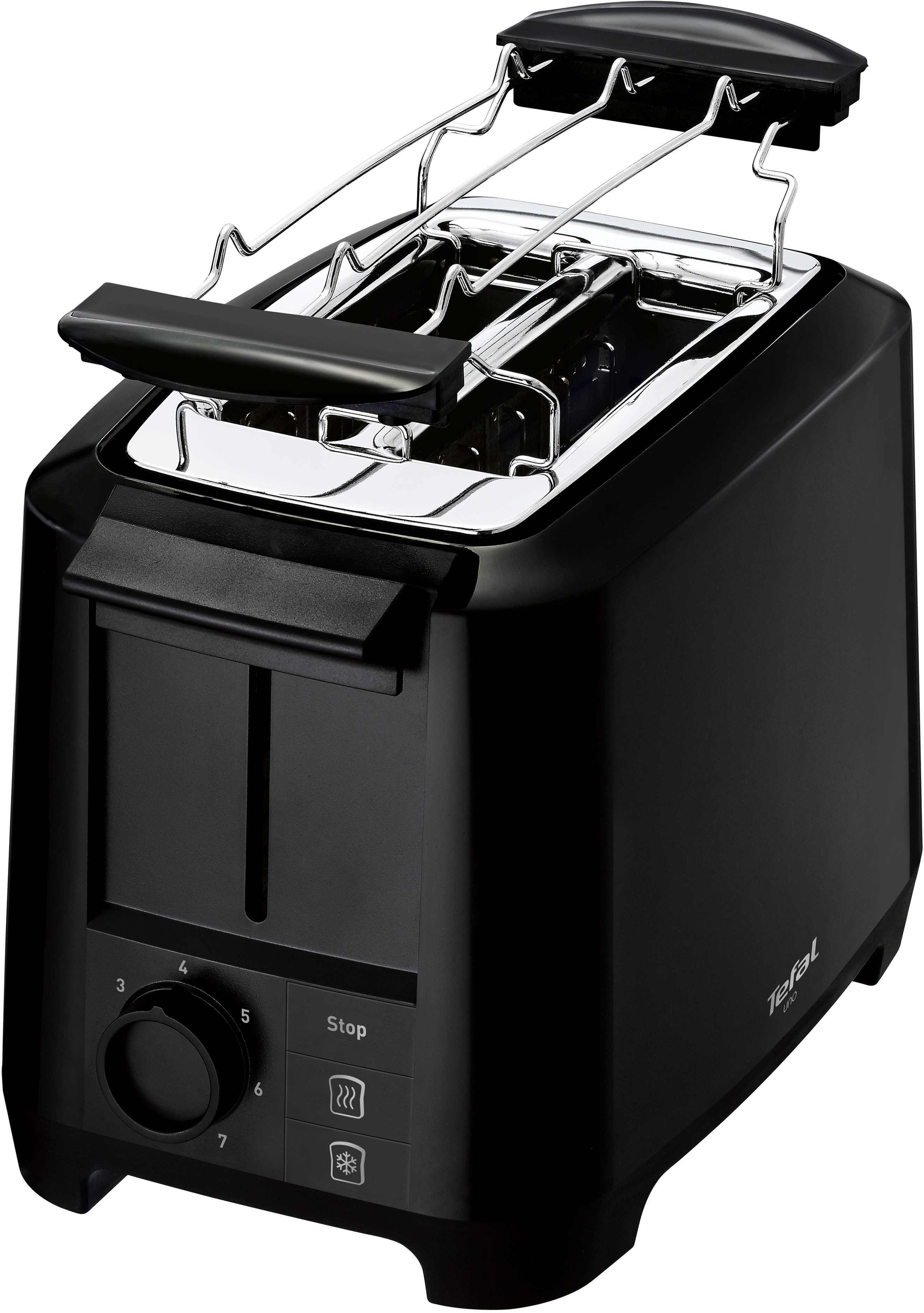 Tefal Toaster TT1408 Uno, 2 kurze Schlitze, 800 W, 2-Kammern, Brötchenaufsatz, variable Schlitzbreite, 7 Bräunungsstufen