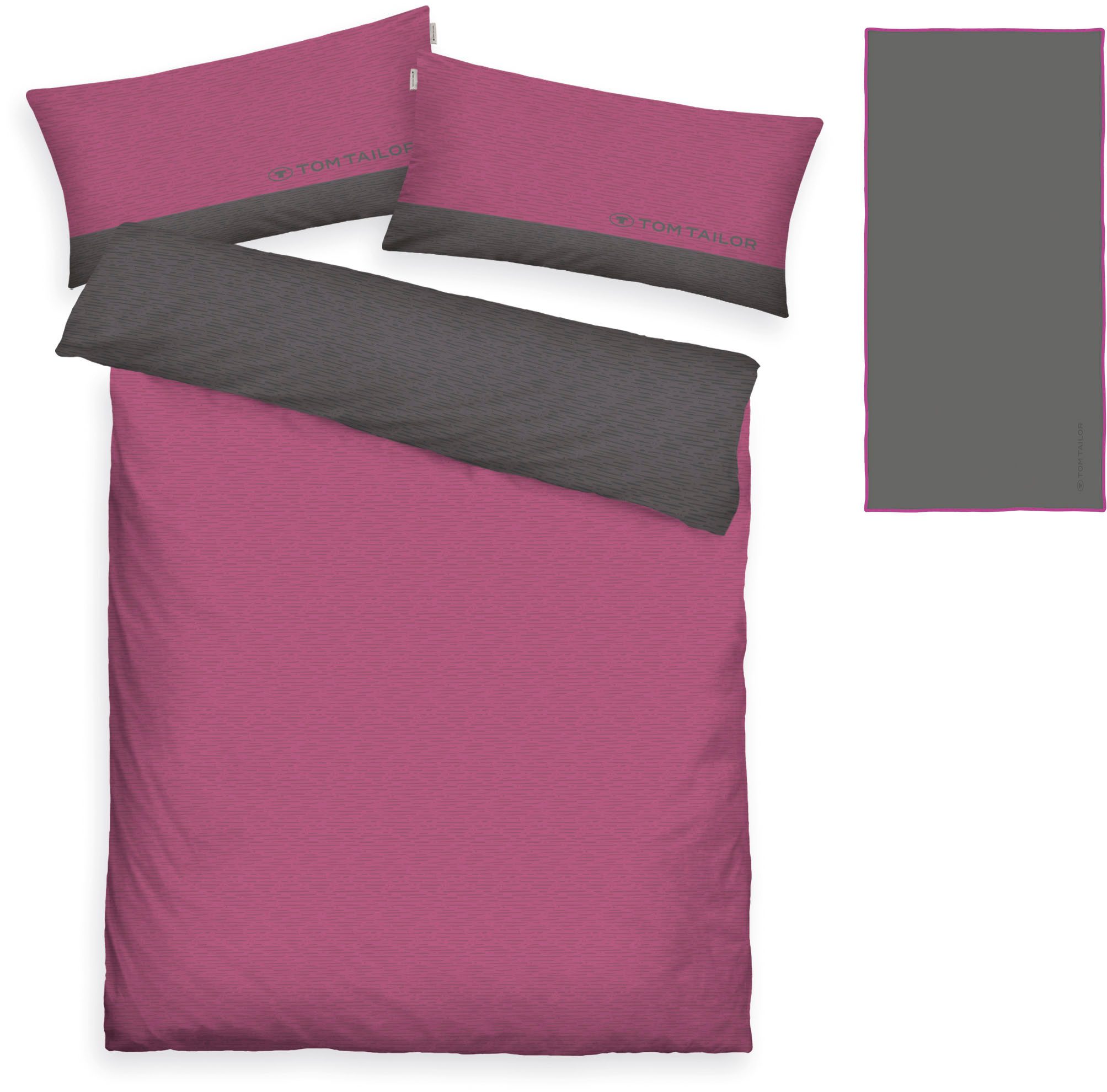 TOM TAILOR HOME Bettwäsche Henry, Renforcé, 3 teilig, Bettwäsche aus Baumwolle, mit GRATIS-Zugabe: Sporthandtuch